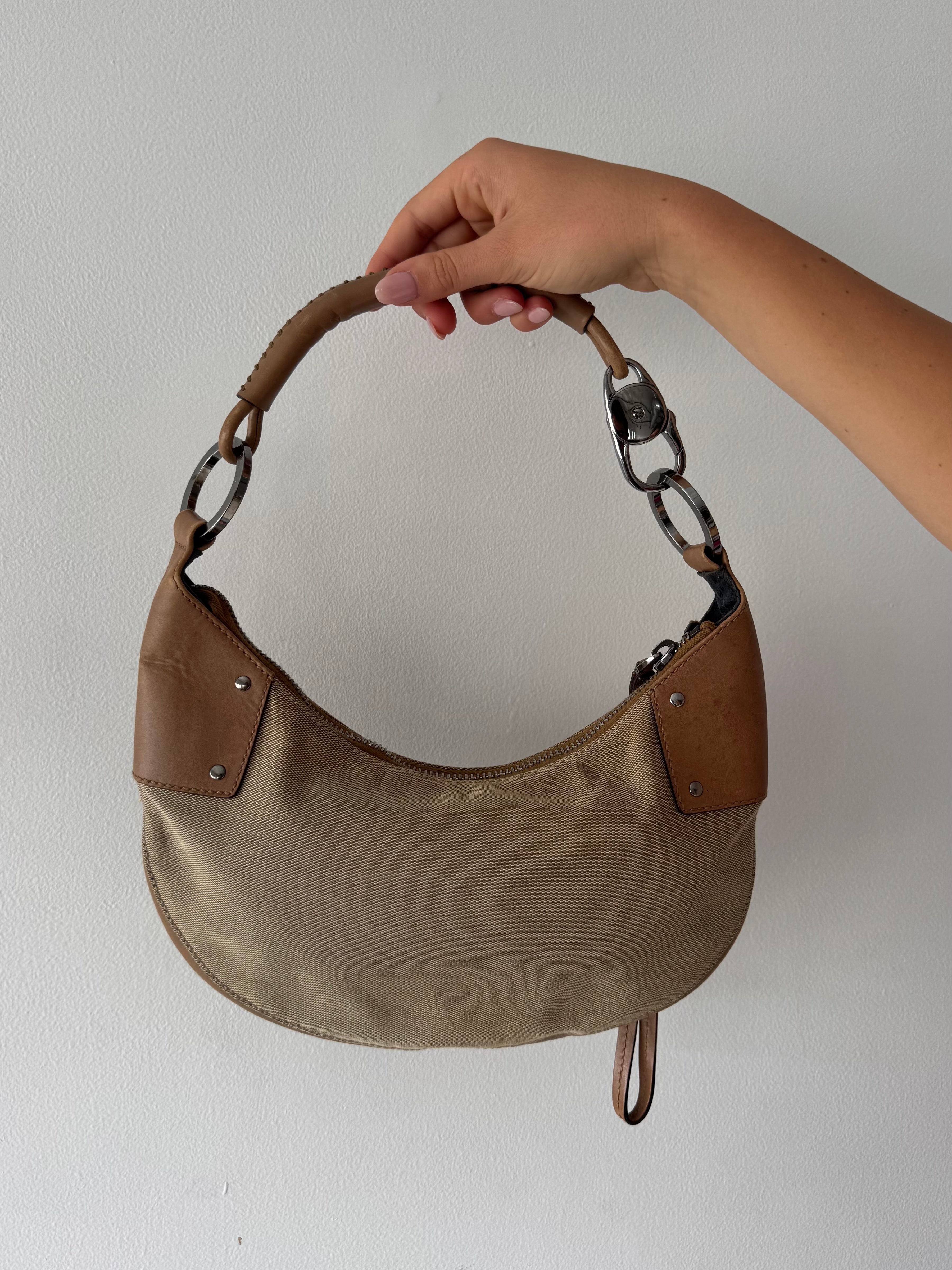Gucci Canvas & Leather Hobo Bag