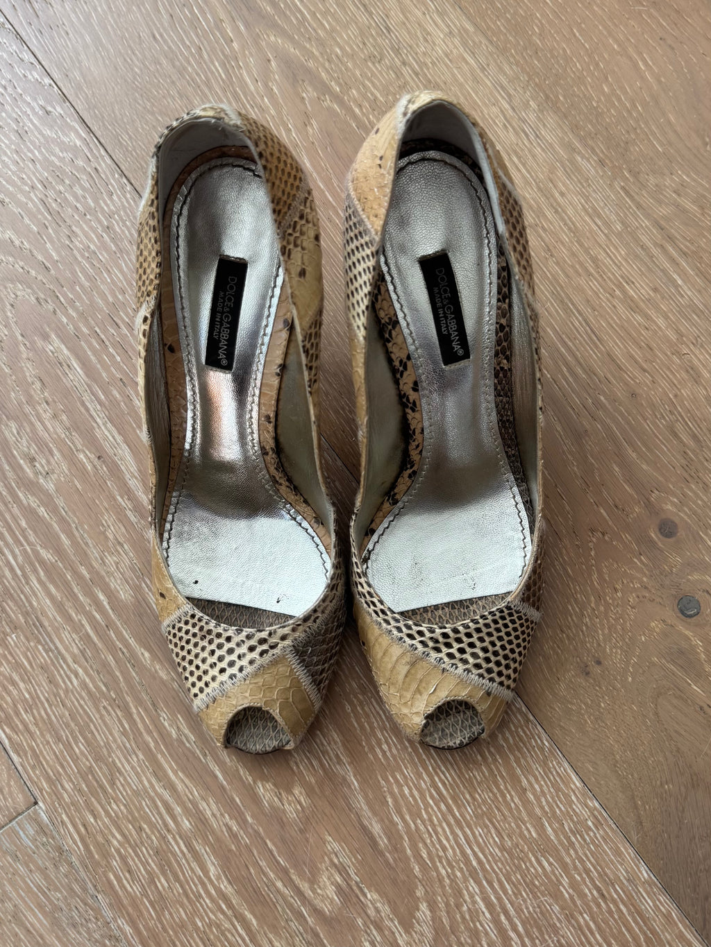 Dolce & Gabbana Peep Toe Python Heels