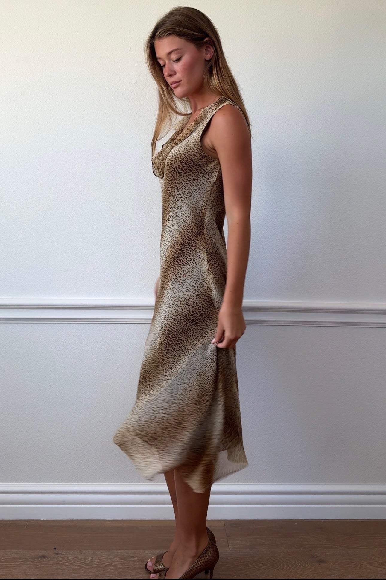 Jones New York 100% Silk Cheetah Print Dress