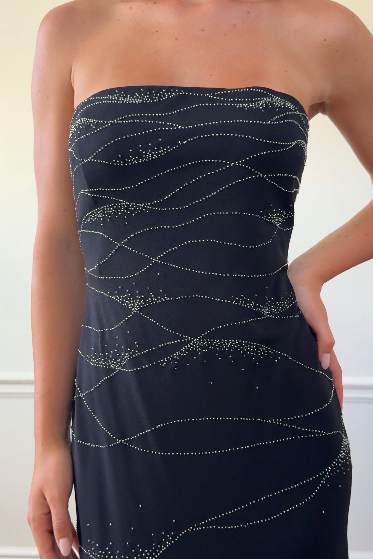 Cache Strapless Beaded Dress
