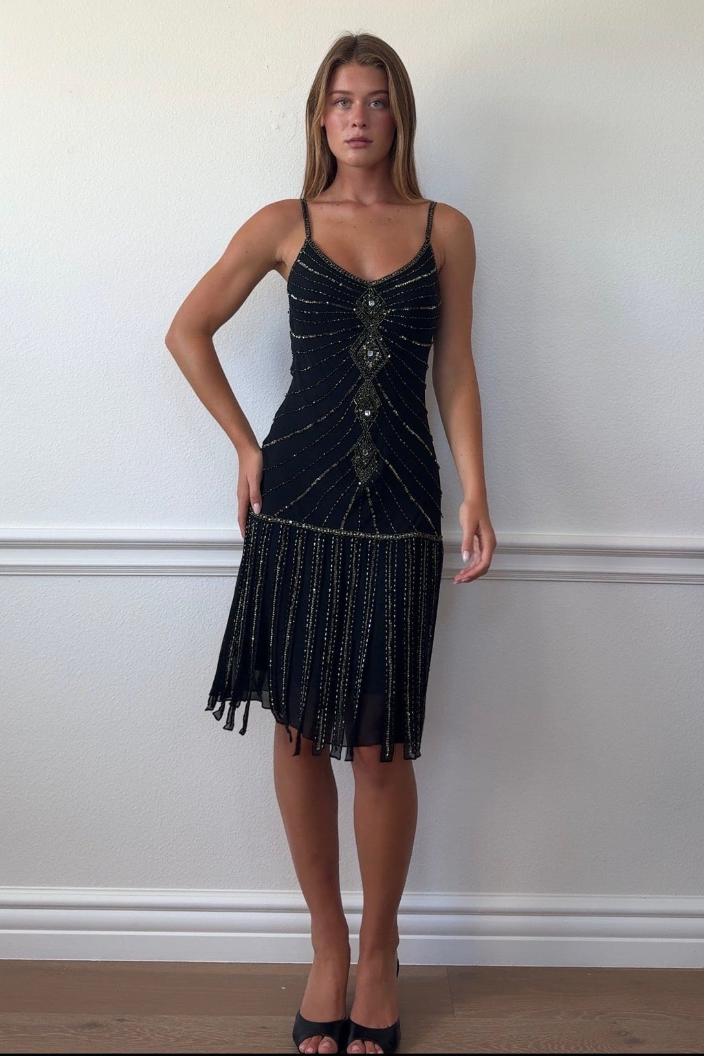 Sue Wong 100% Silk Beaded Dress