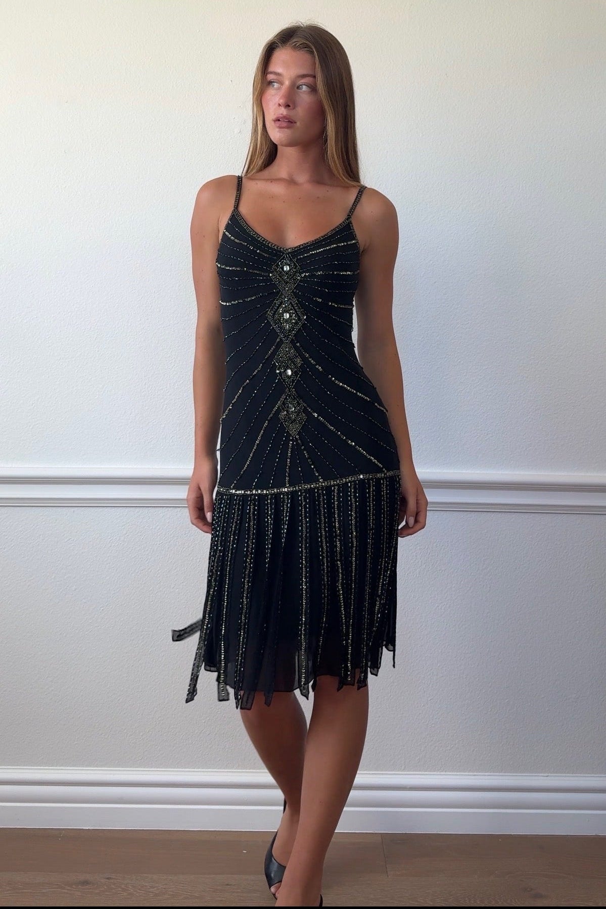 Sue Wong 100% Silk Beaded Dress