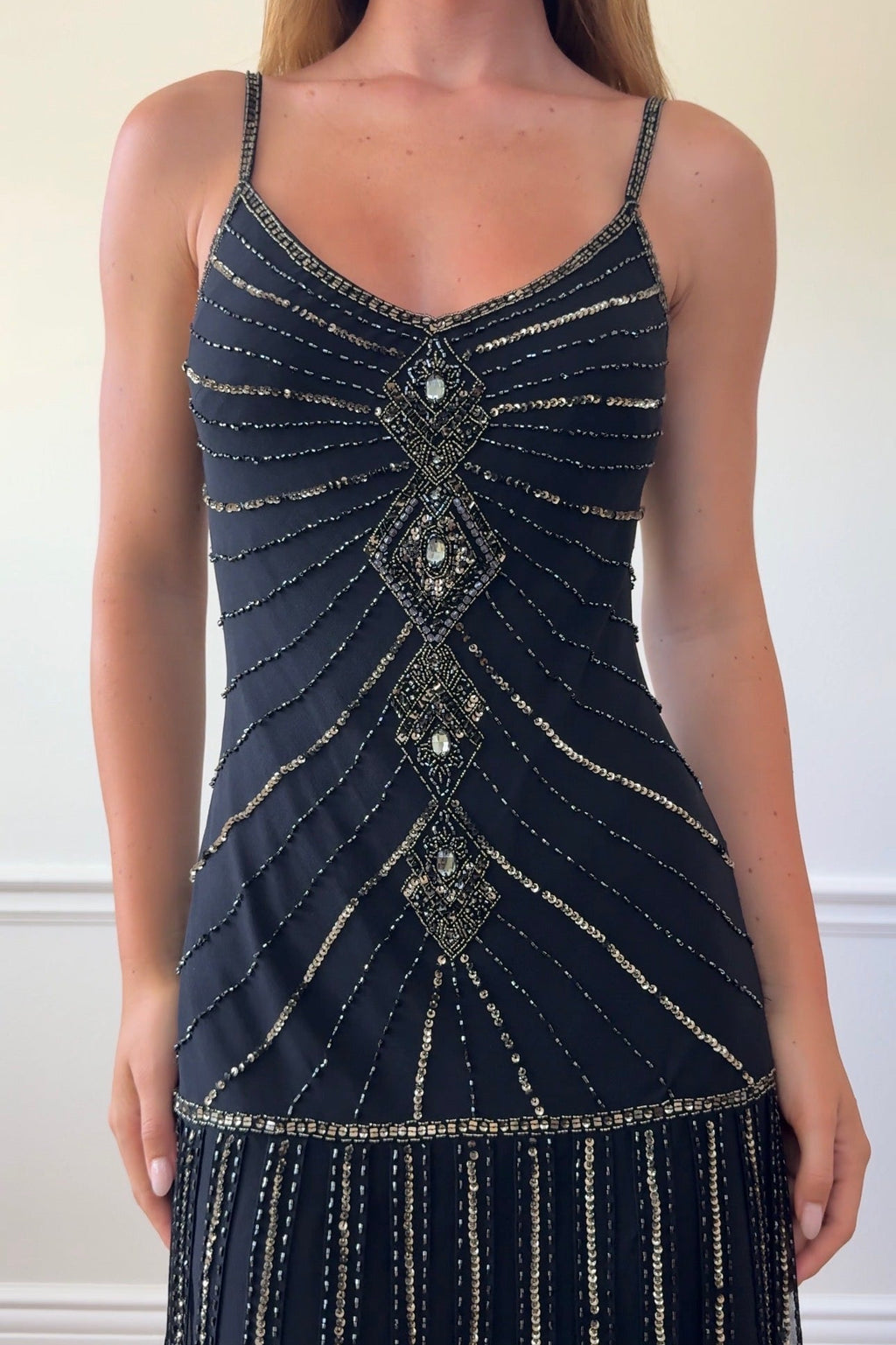 Sue Wong 100% Silk Beaded Dress