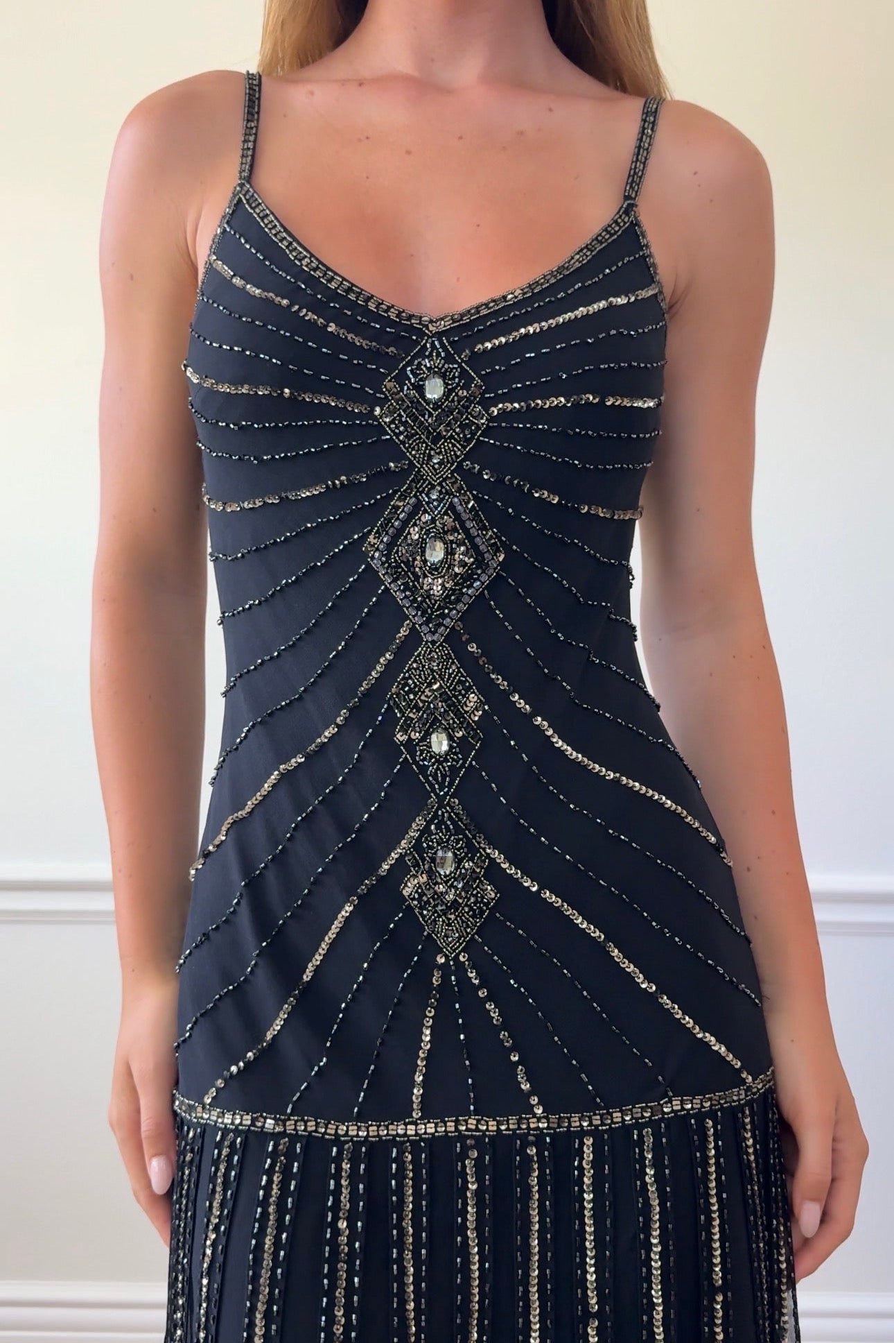 Sue Wong 100% Silk Beaded Dress