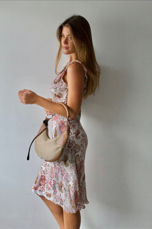 Angie Paisley Floral Ruffle Midi Dress