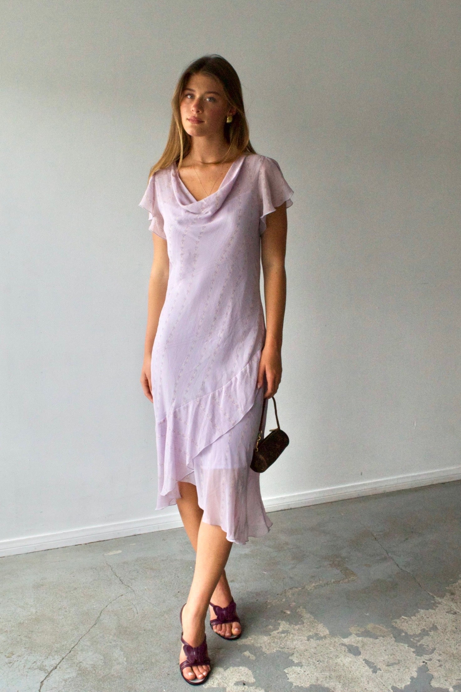 Jaclyn Smith Collection Silk Cowl Neck Midi Dress