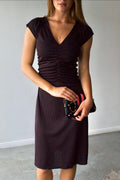 Express Polka Dot Ruched Midi Dress