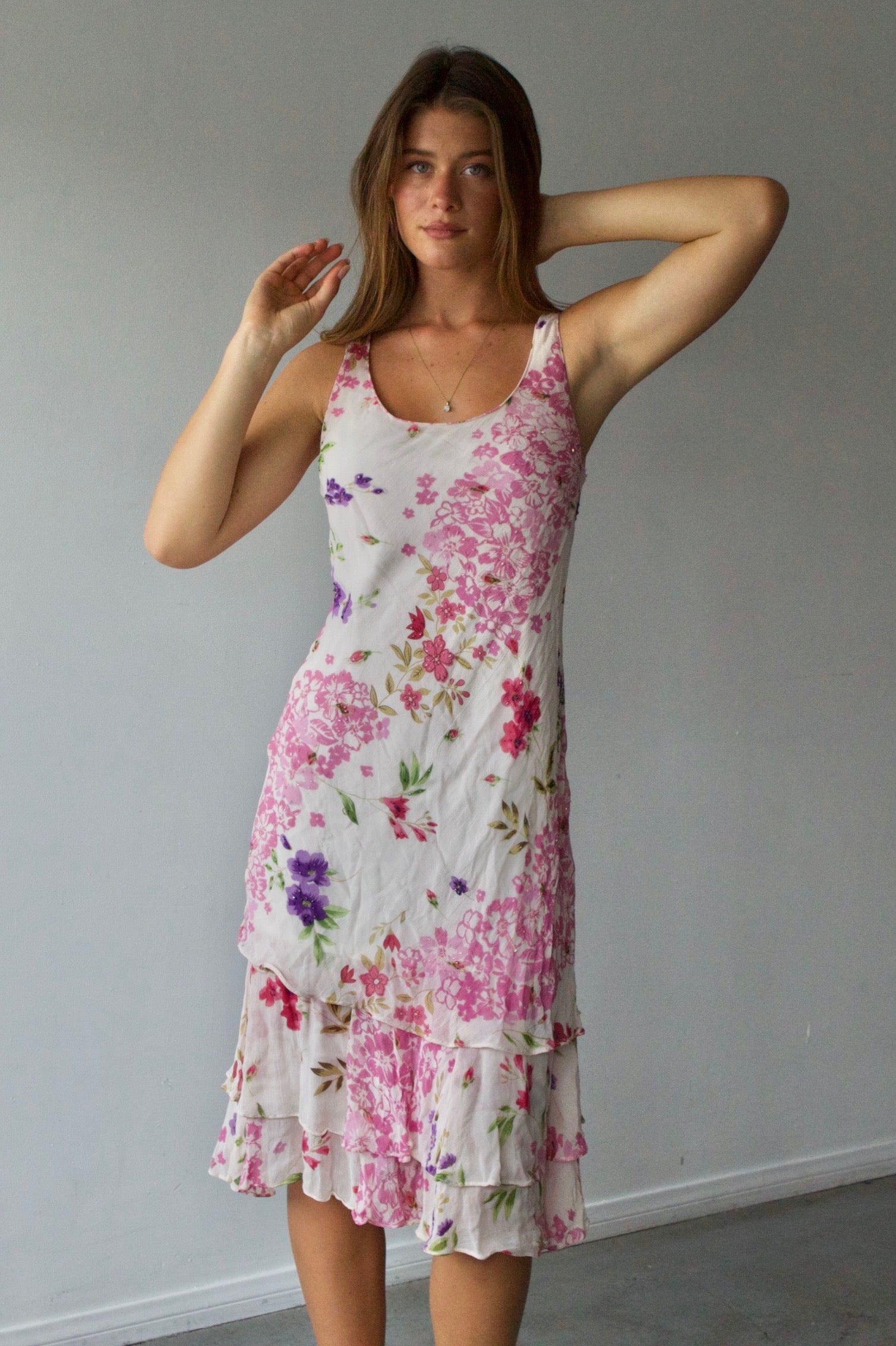 Bella Blue Floral Beaded Dress