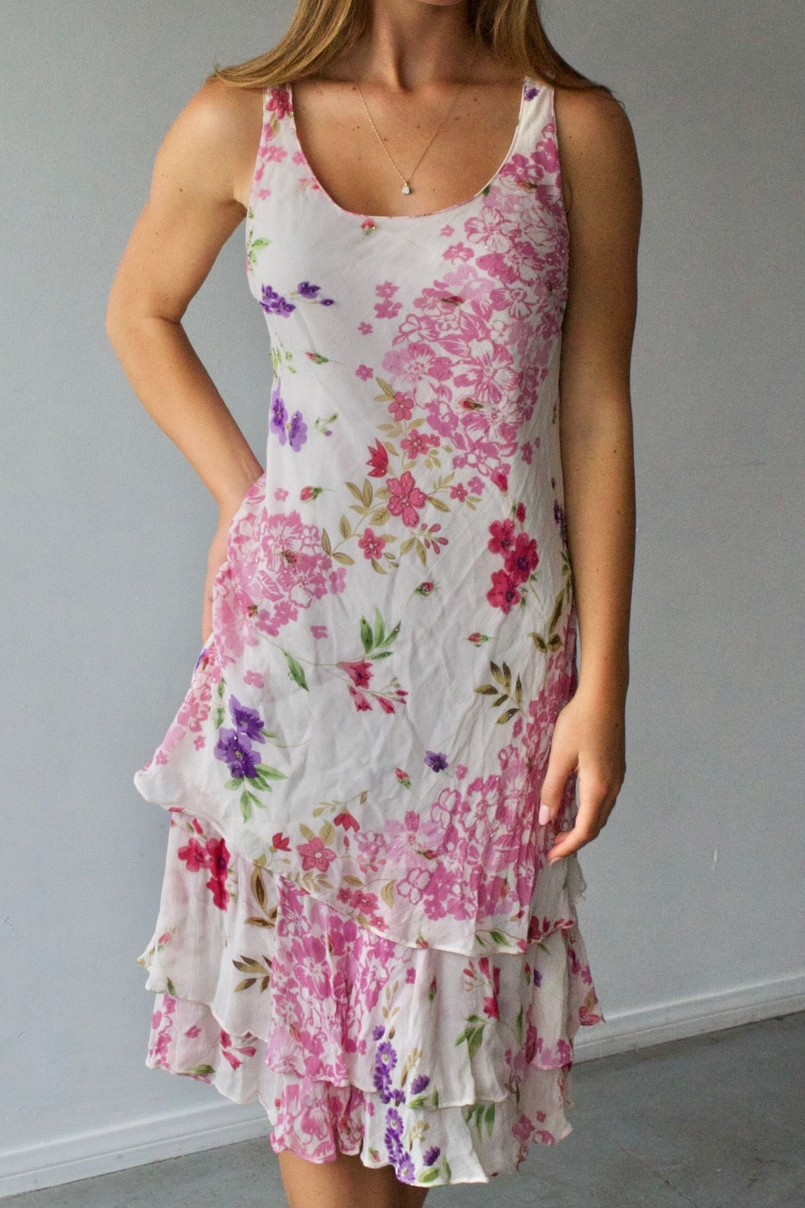 Bella Blue Floral Beaded Dress