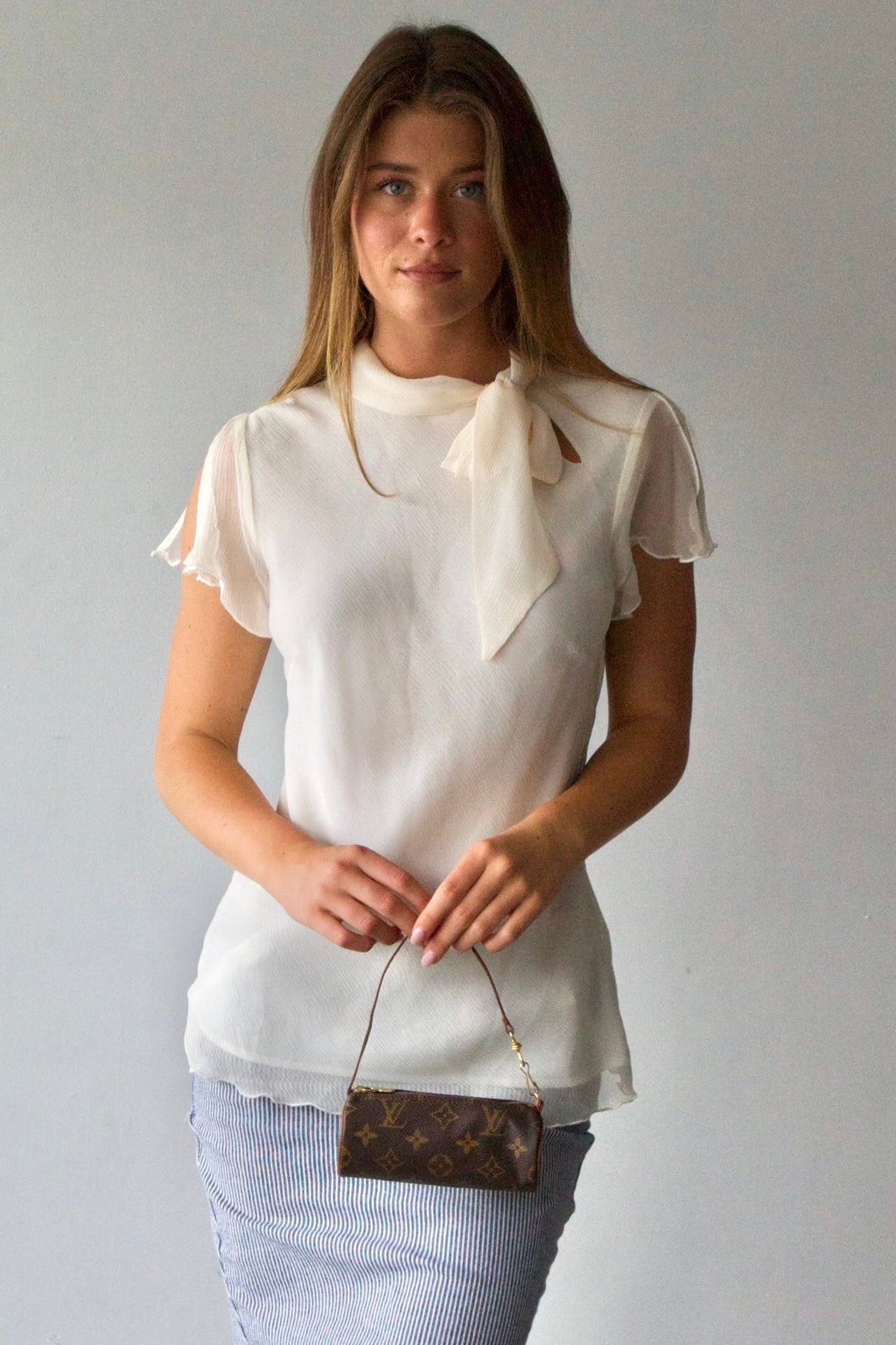 Worthington Silk Bow Neck Top