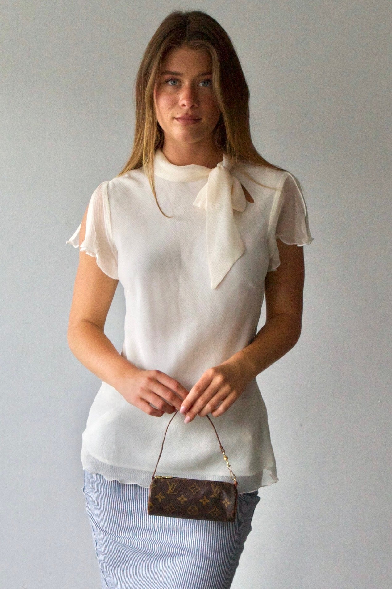 Worthington Silk Bow Neck Top