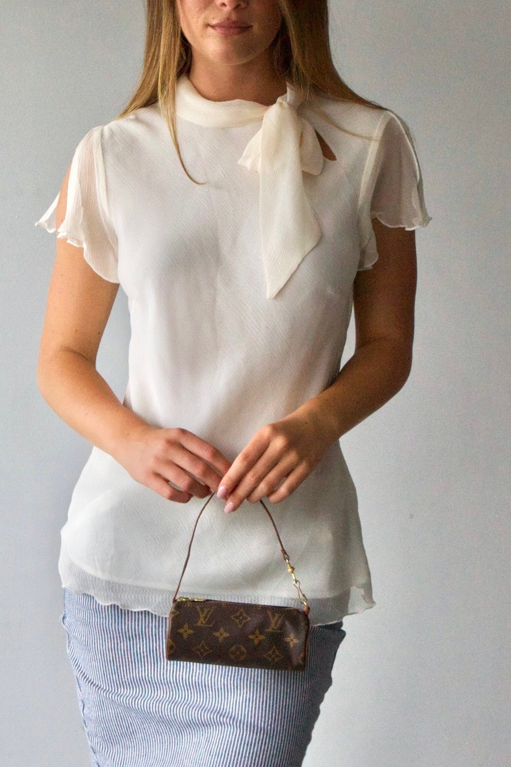 Worthington Silk Bow Neck Top