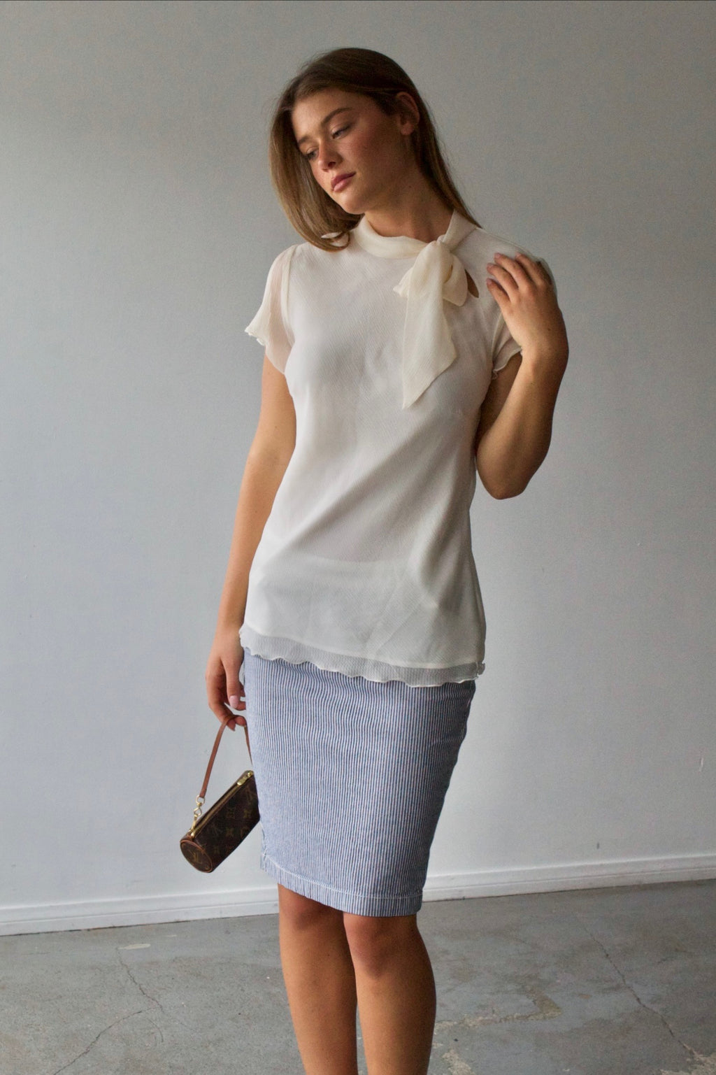 Worthington Silk Bow Neck Top