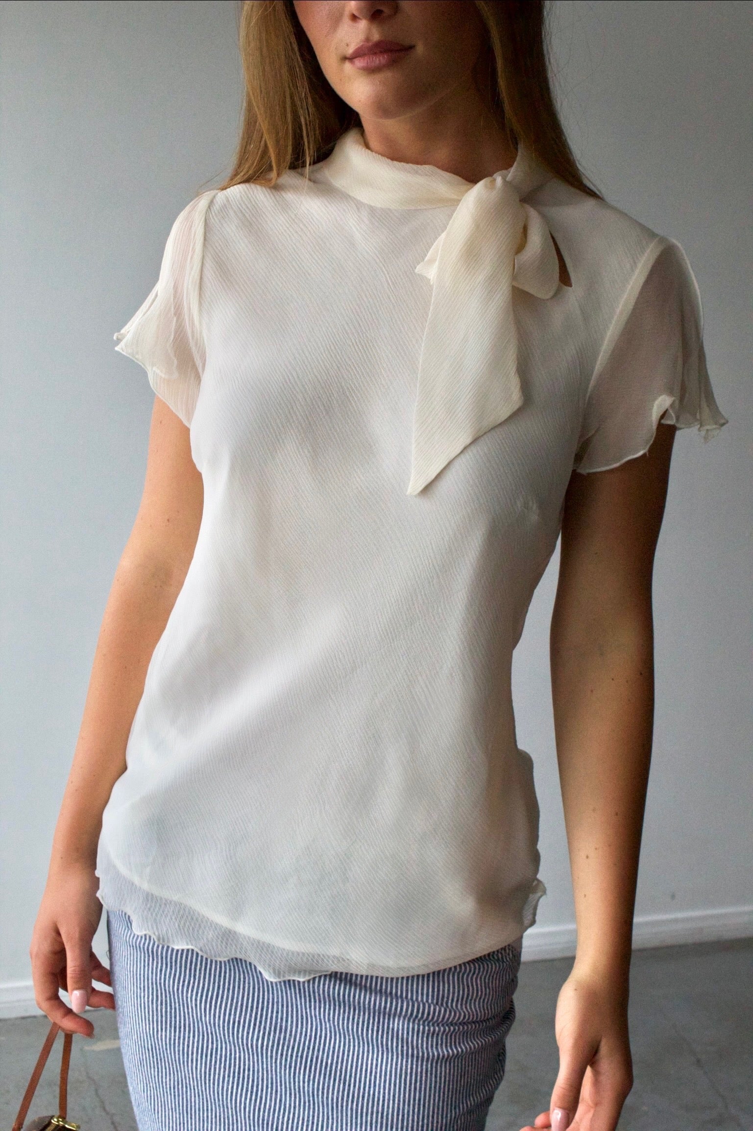 Worthington Silk Bow Neck Top