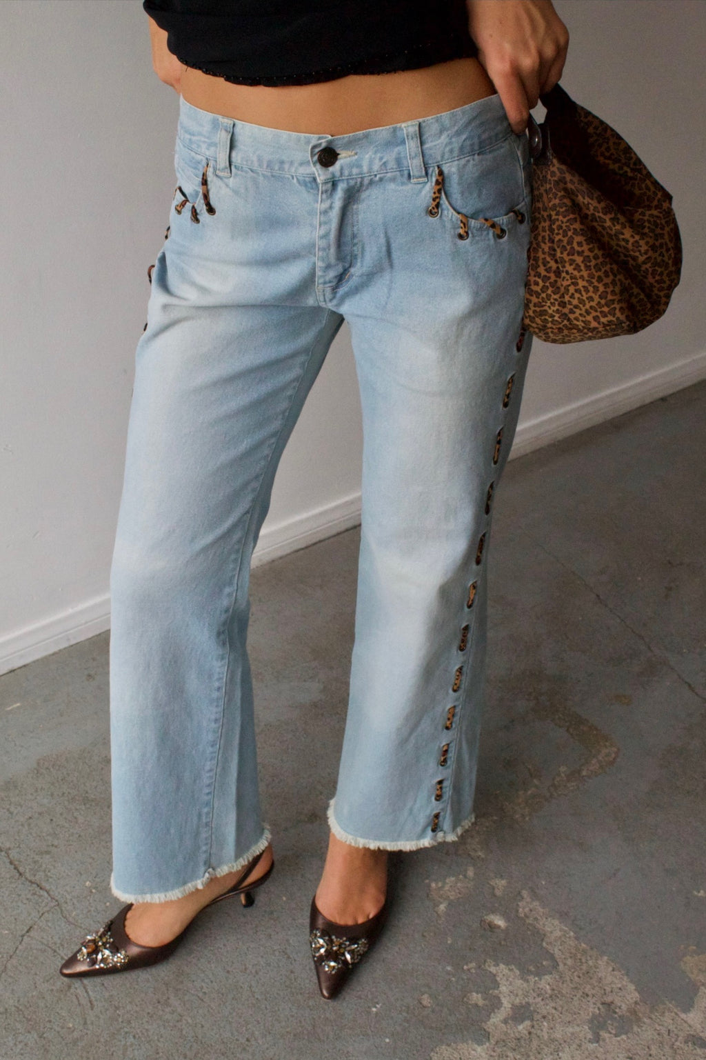 Cheetah Print Woven Jeans by Clio Petites