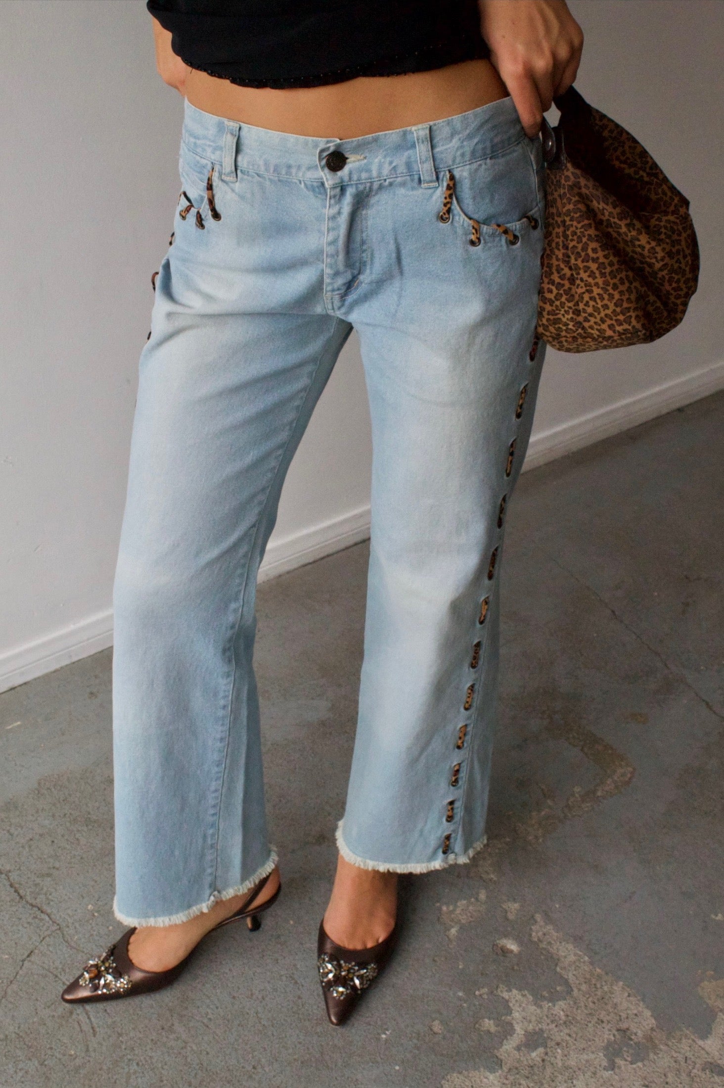 Cheetah Print Woven Jeans by Clio Petites