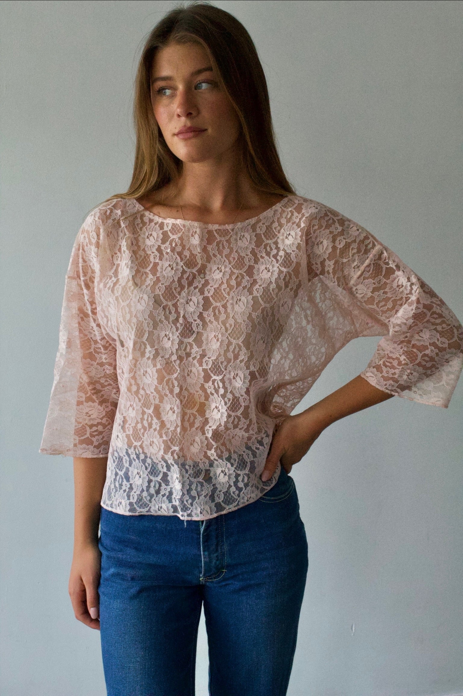 Saks 5th Avenue Pink Lace Top