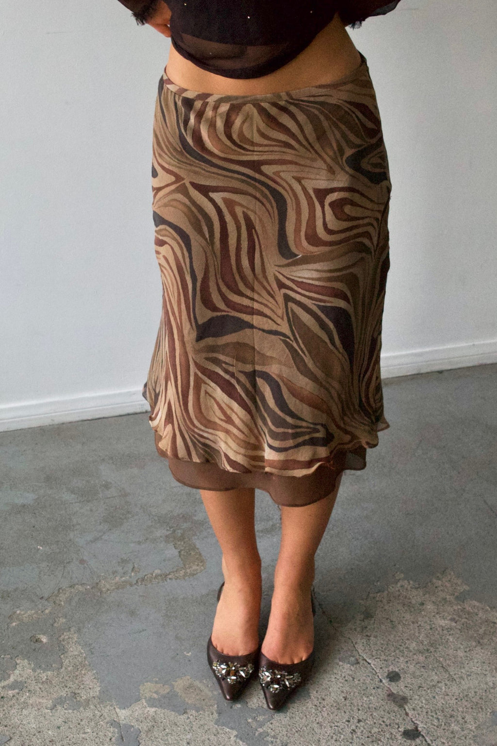 Rafaela Silk Animal Print Midi Skirt