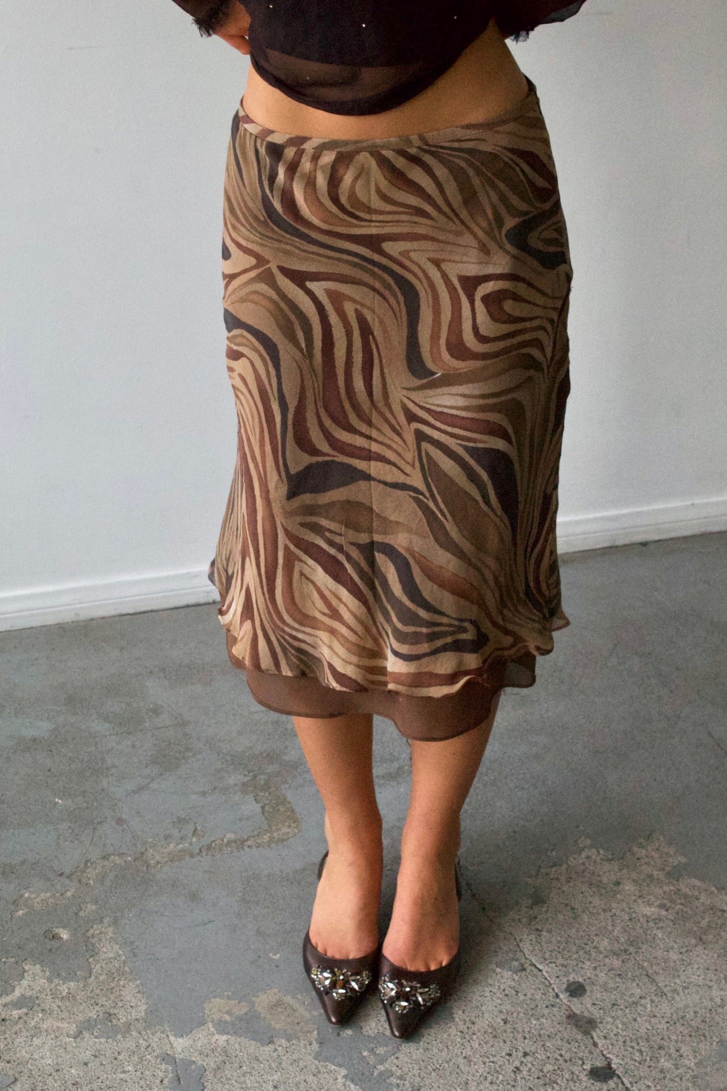 Rafaela Silk Animal Print Midi Skirt