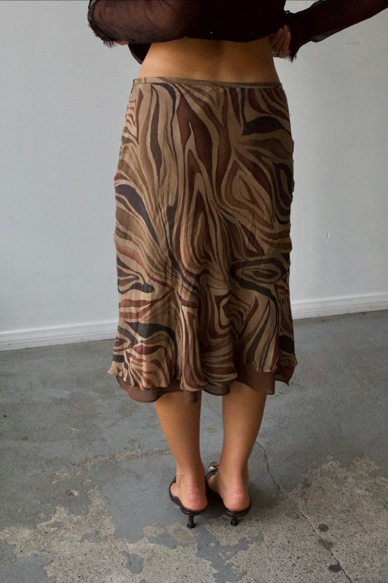 Rafaela Silk Animal Print Midi Skirt