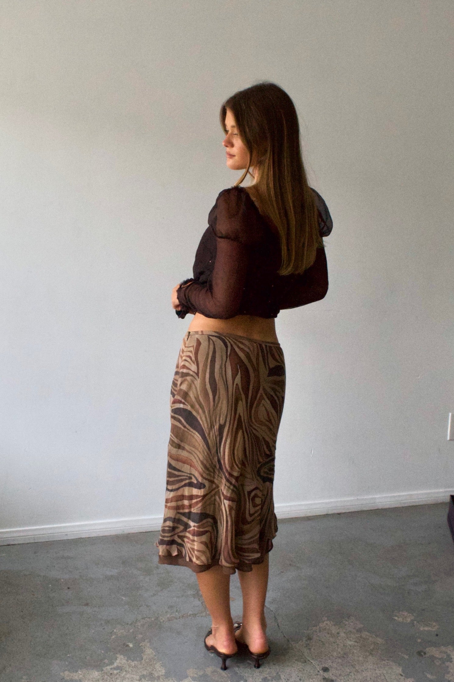 Rafaela Silk Animal Print Midi Skirt