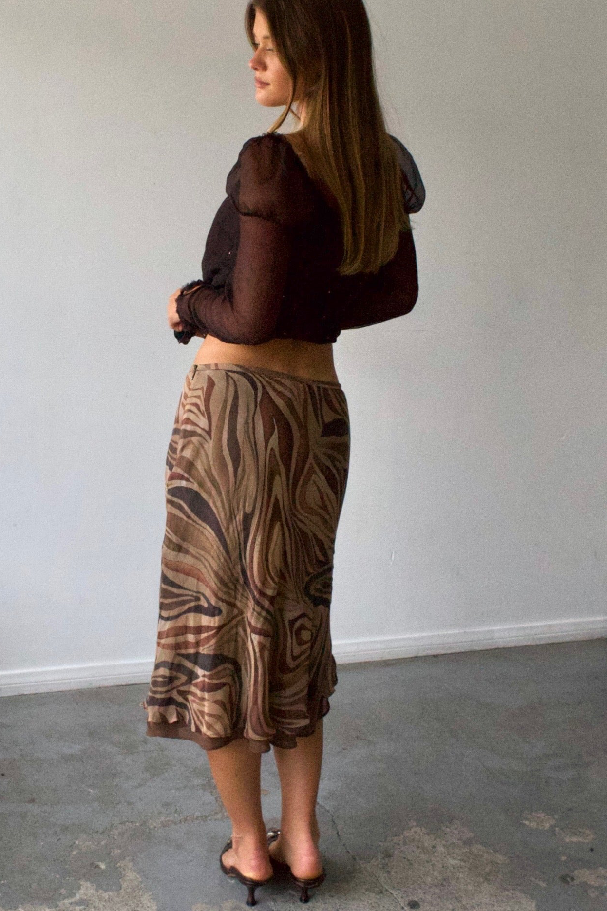 Rafaela Silk Animal Print Midi Skirt