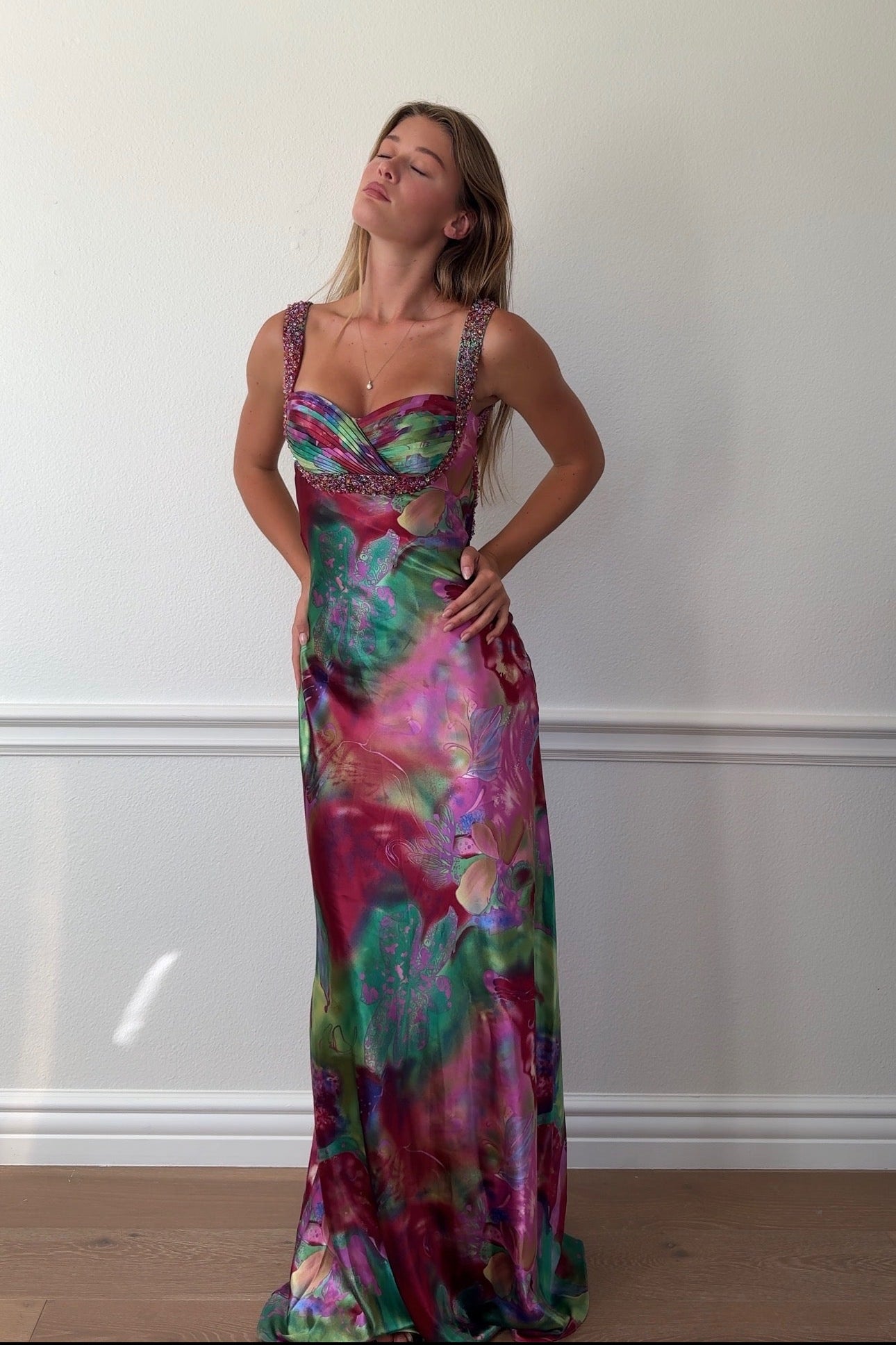 Unbranded Watercolor Beaded  Maxi Gown