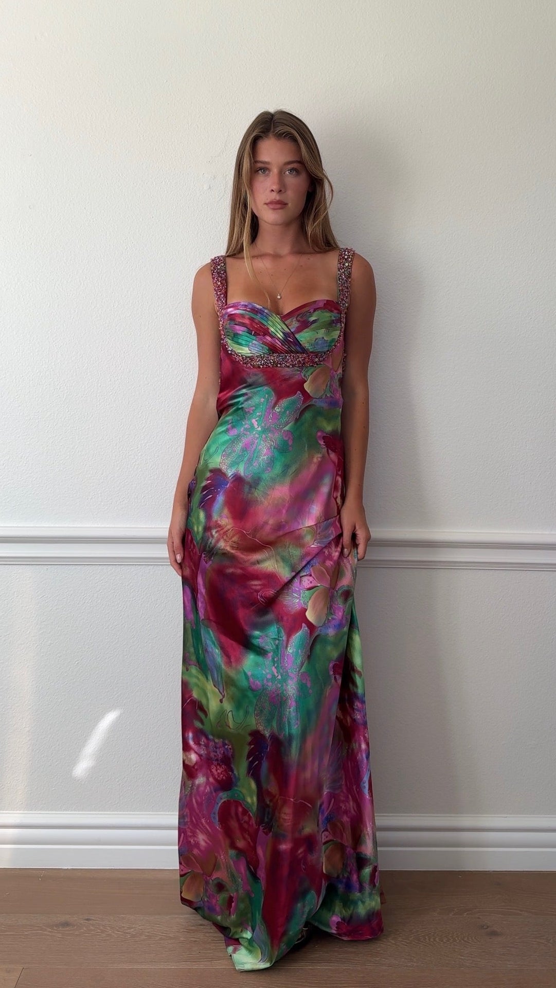 Unbranded Watercolor Beaded  Maxi Gown