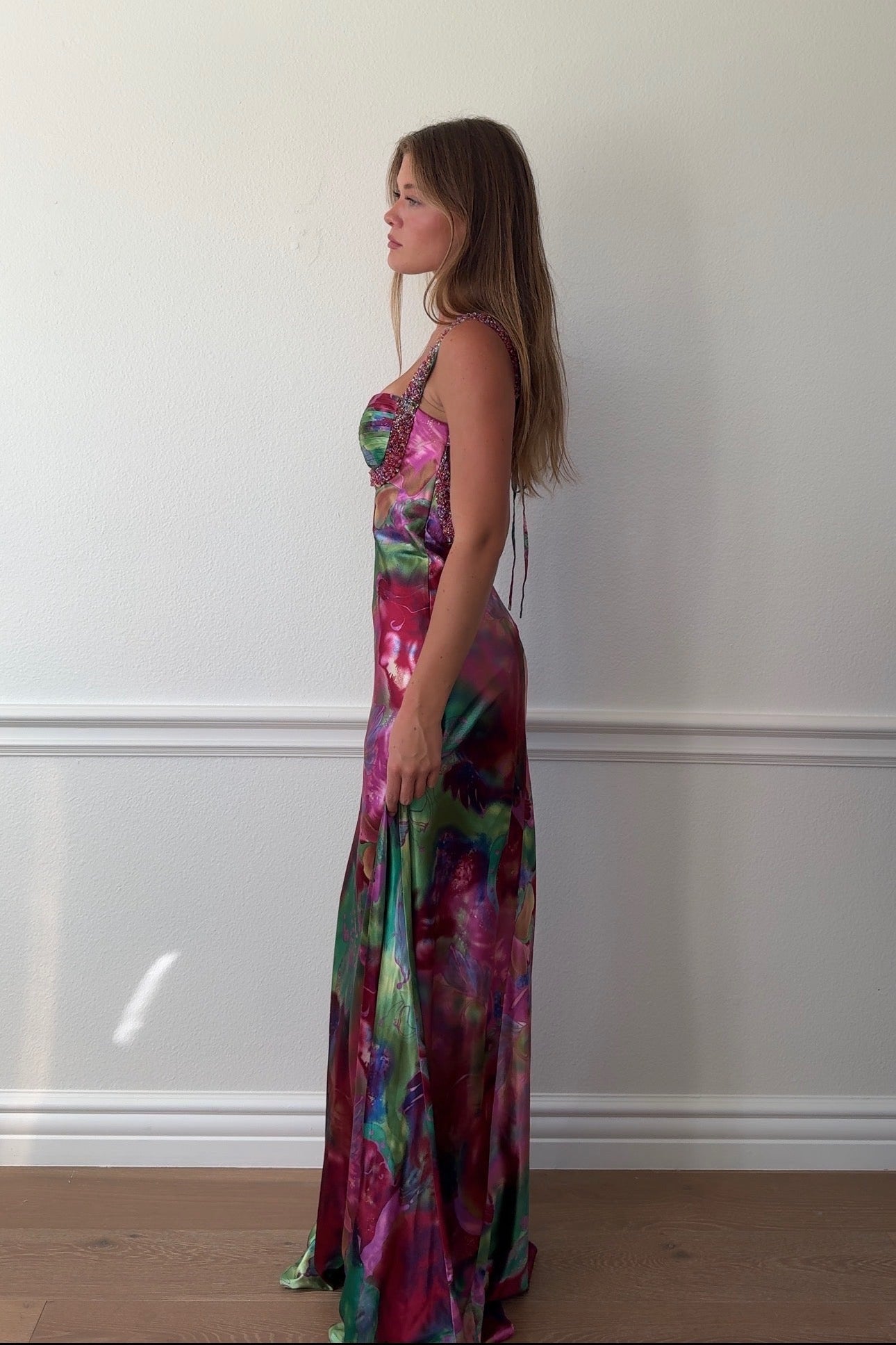 Unbranded Watercolor Beaded  Maxi Gown