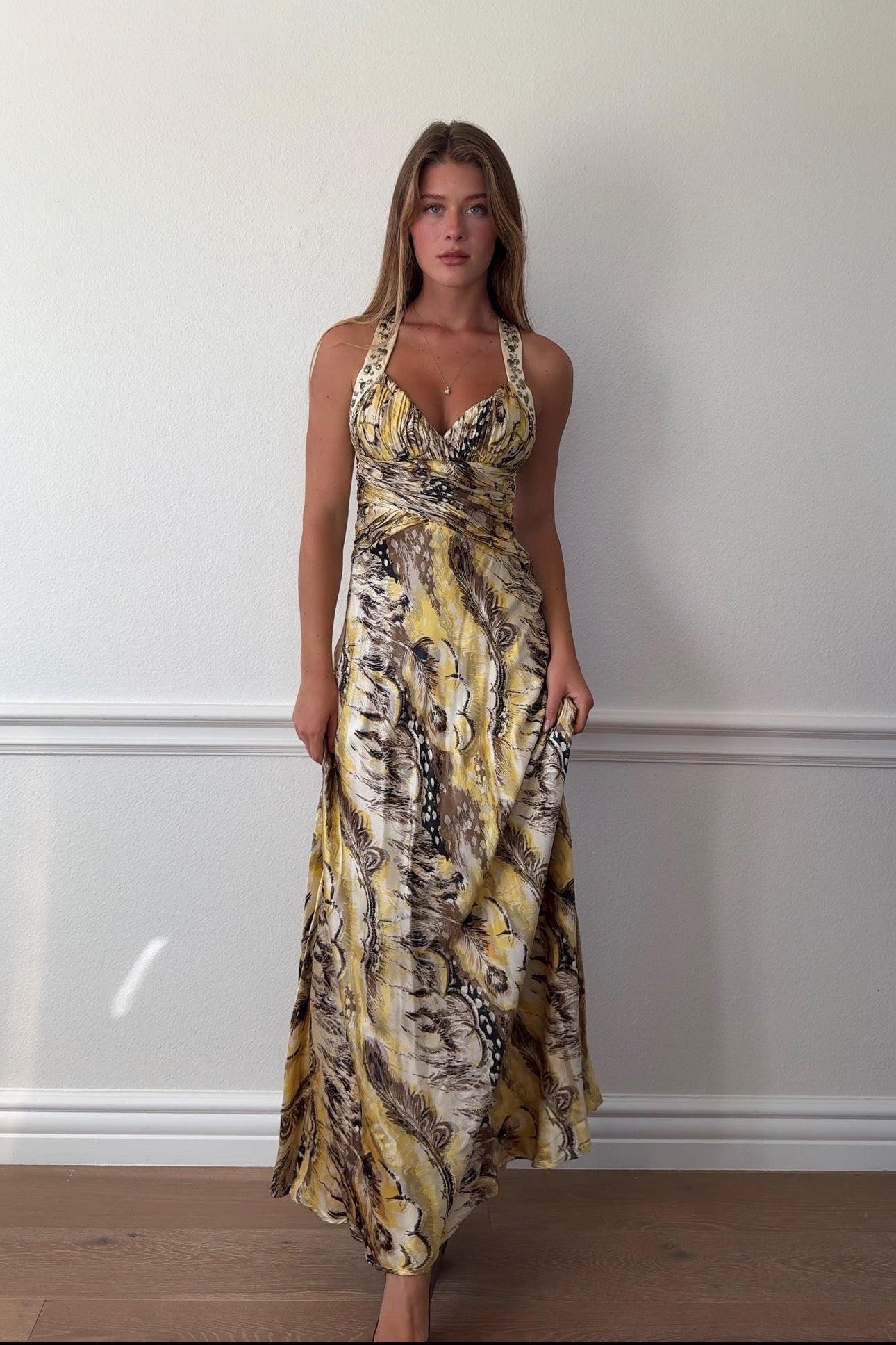 Nina Austin Beaded Animal Print Gown