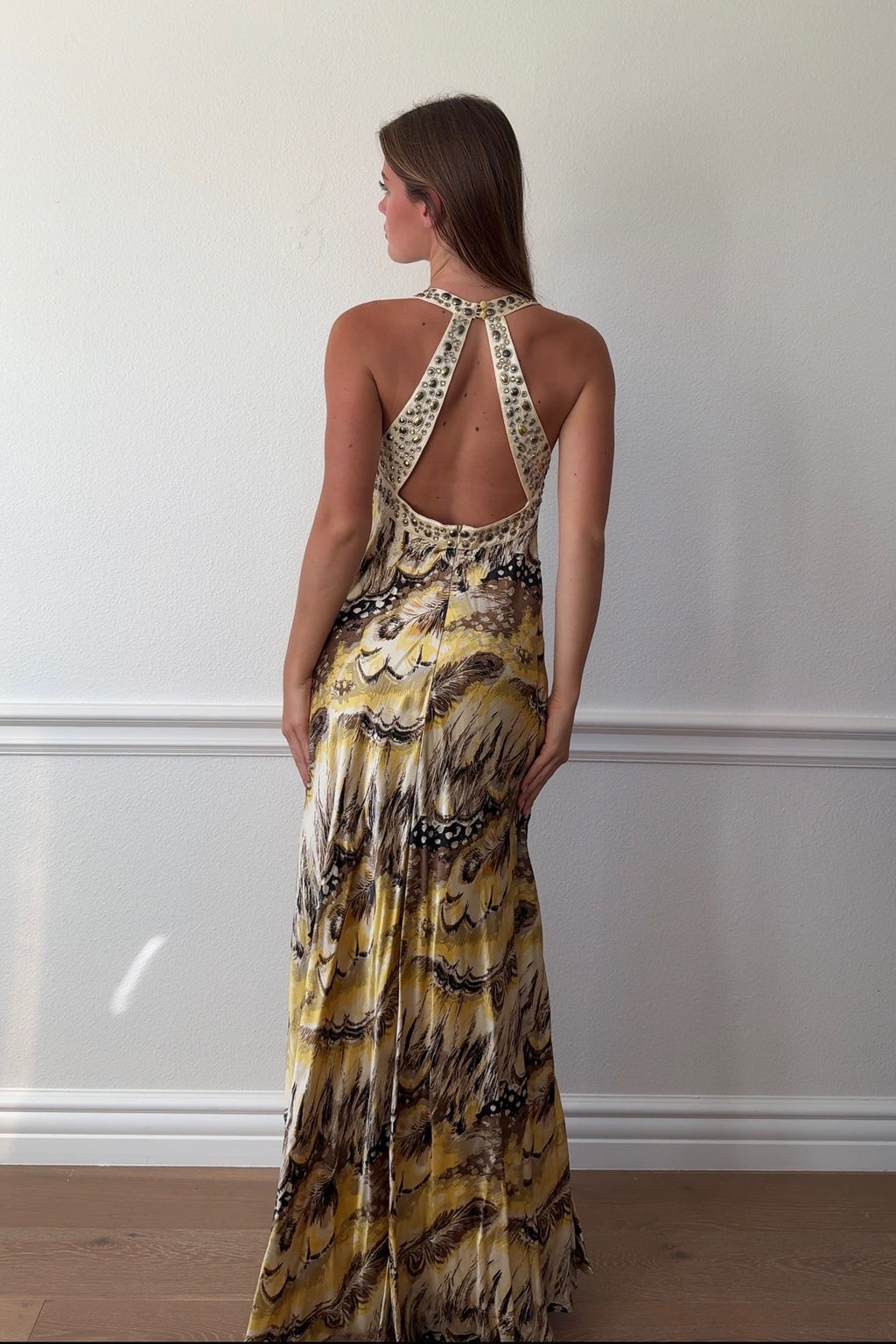 Nina Austin Beaded Animal Print Gown