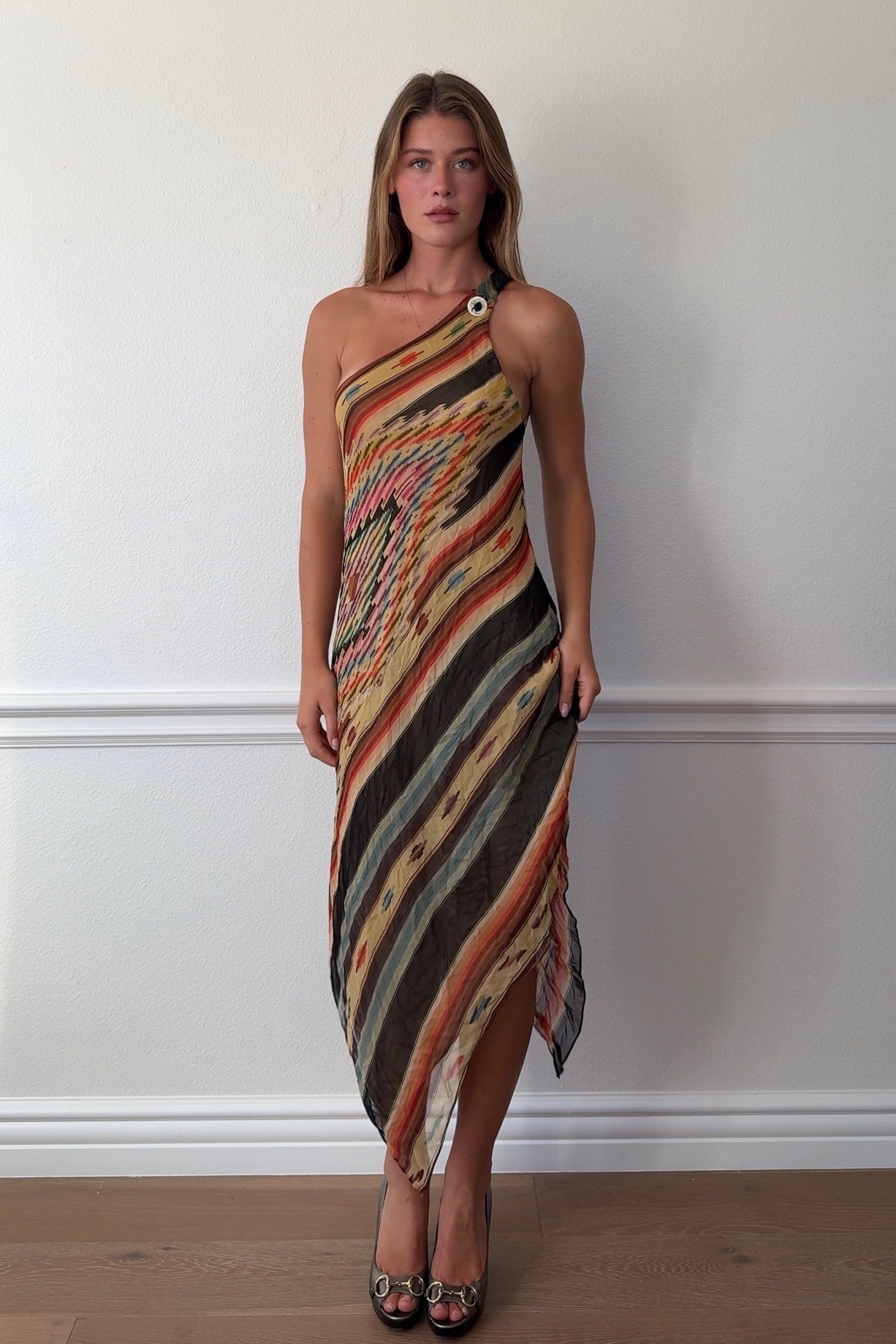 Ralph Lauren Asymmetrical Silk Southwestern Dress