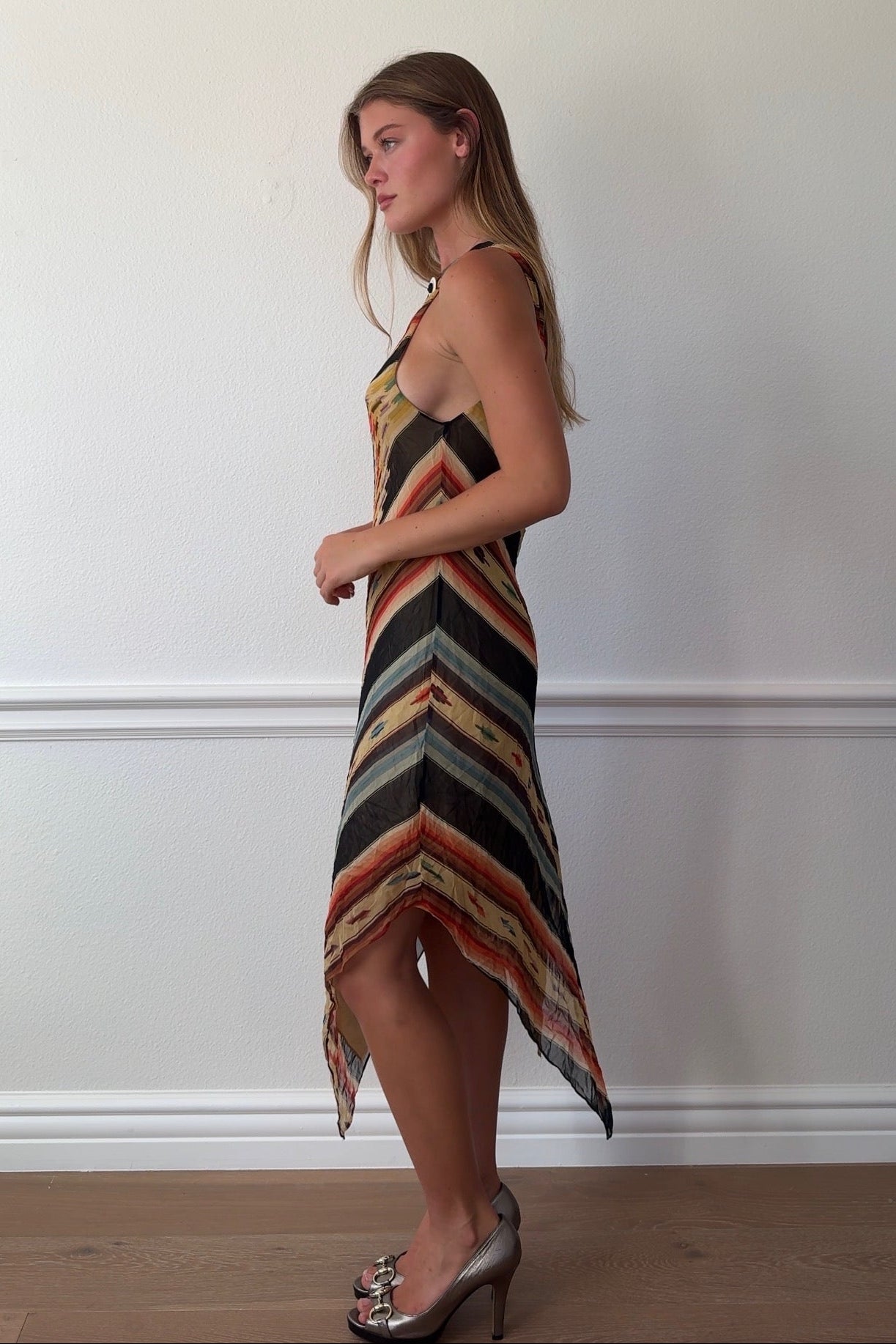 Ralph Lauren Asymmetrical Silk Southwestern Dress