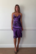 XOXO Jeweled Purple Abstract Print Midi Dress