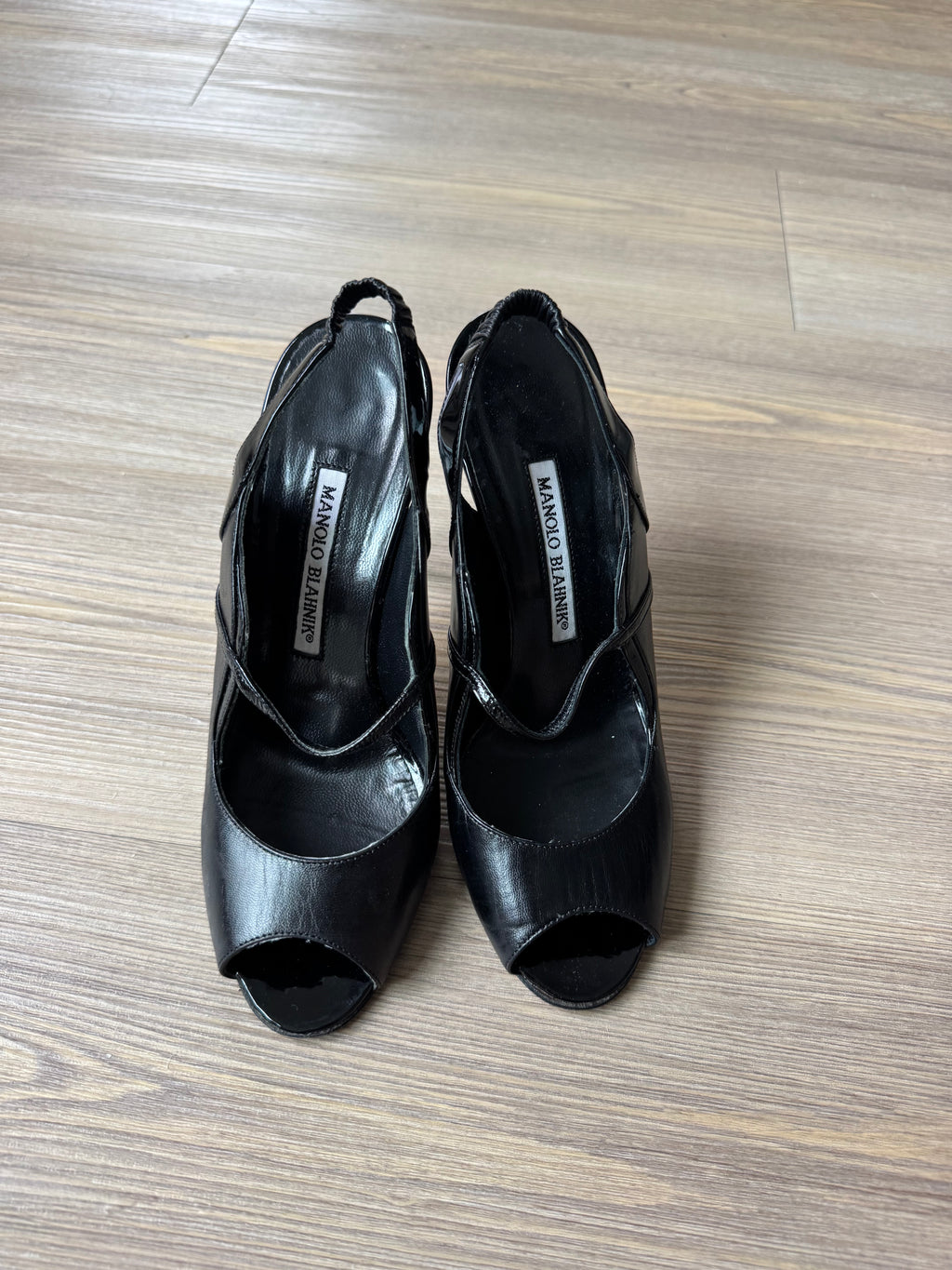 Manolo Blahnik Black Peep Toe Heels (36.5)