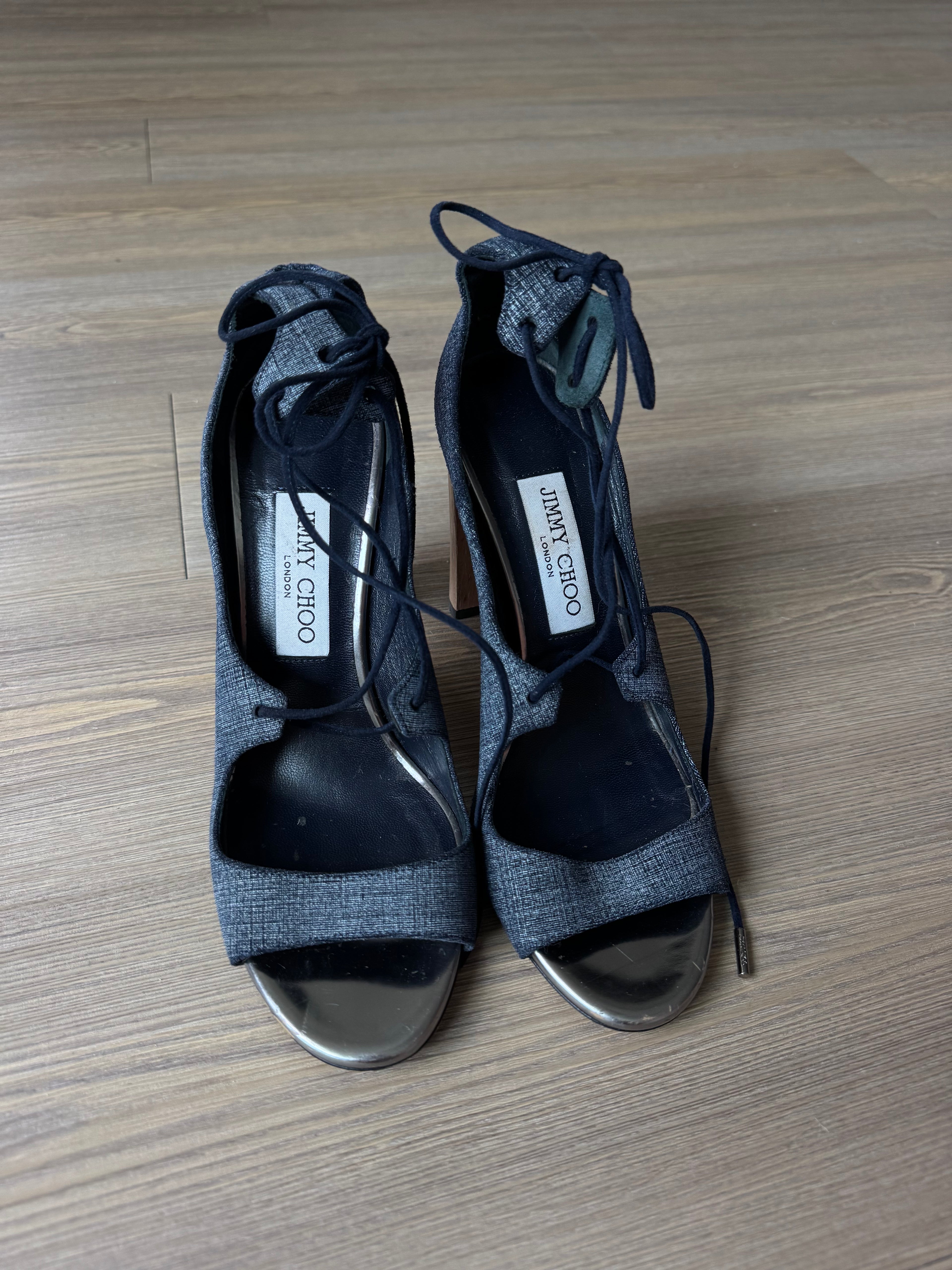 Jimmy Choo Lace Up Block Heel Sandal (38)