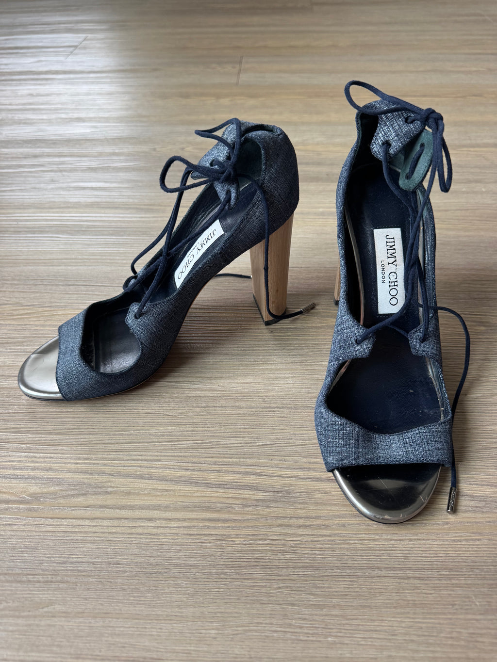 Jimmy Choo Lace Up Block Heel Sandal (38)