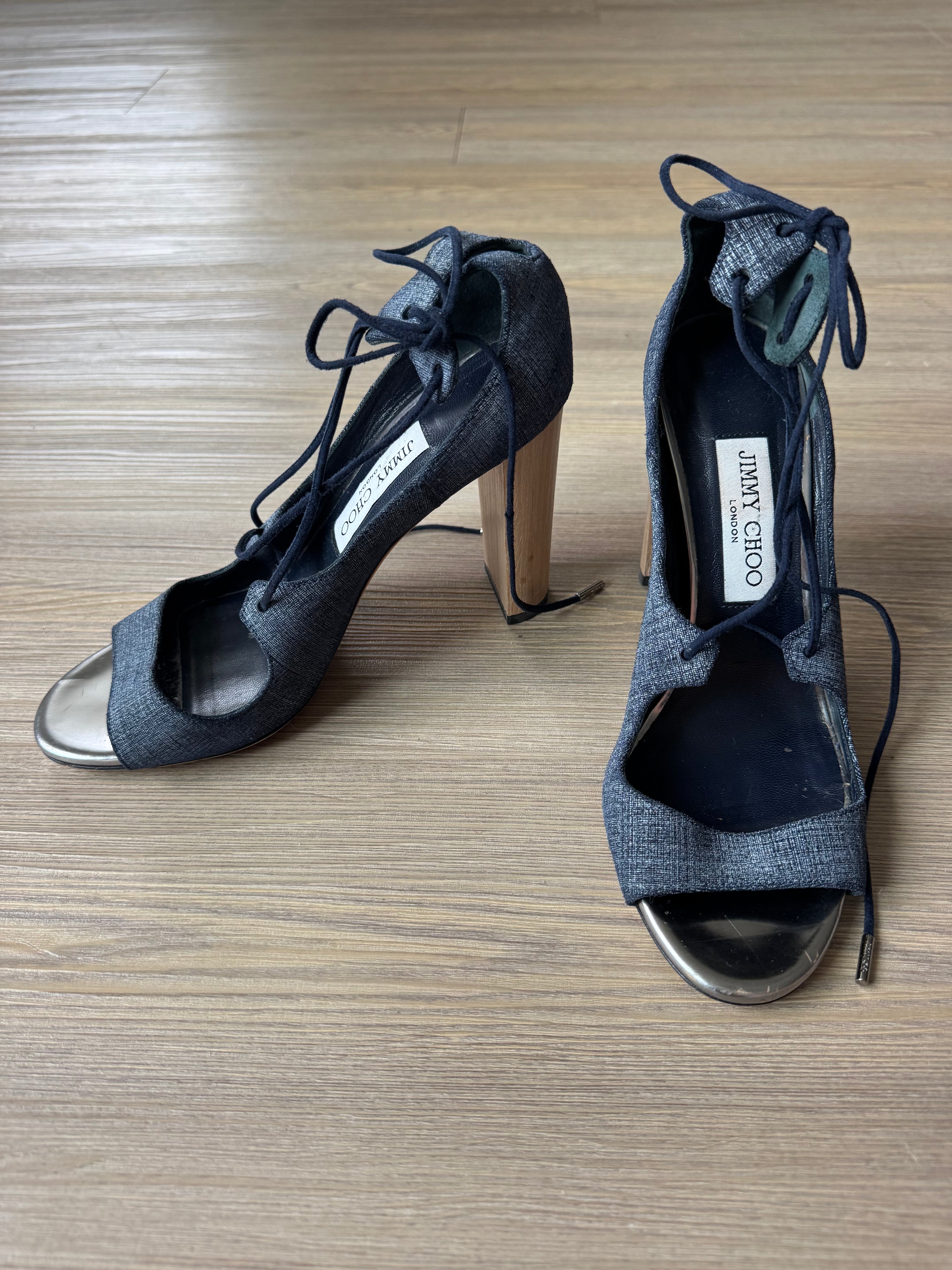 Jimmy Choo Lace Up Block Heel Sandal (38)