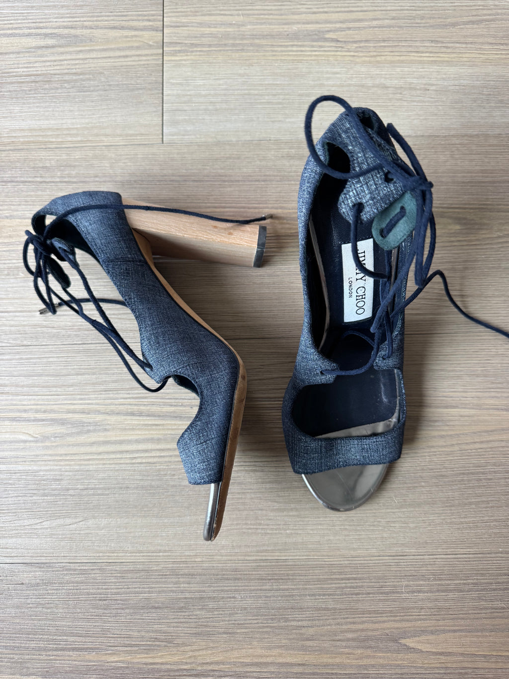 Jimmy Choo Lace Up Block Heel Sandal (38)
