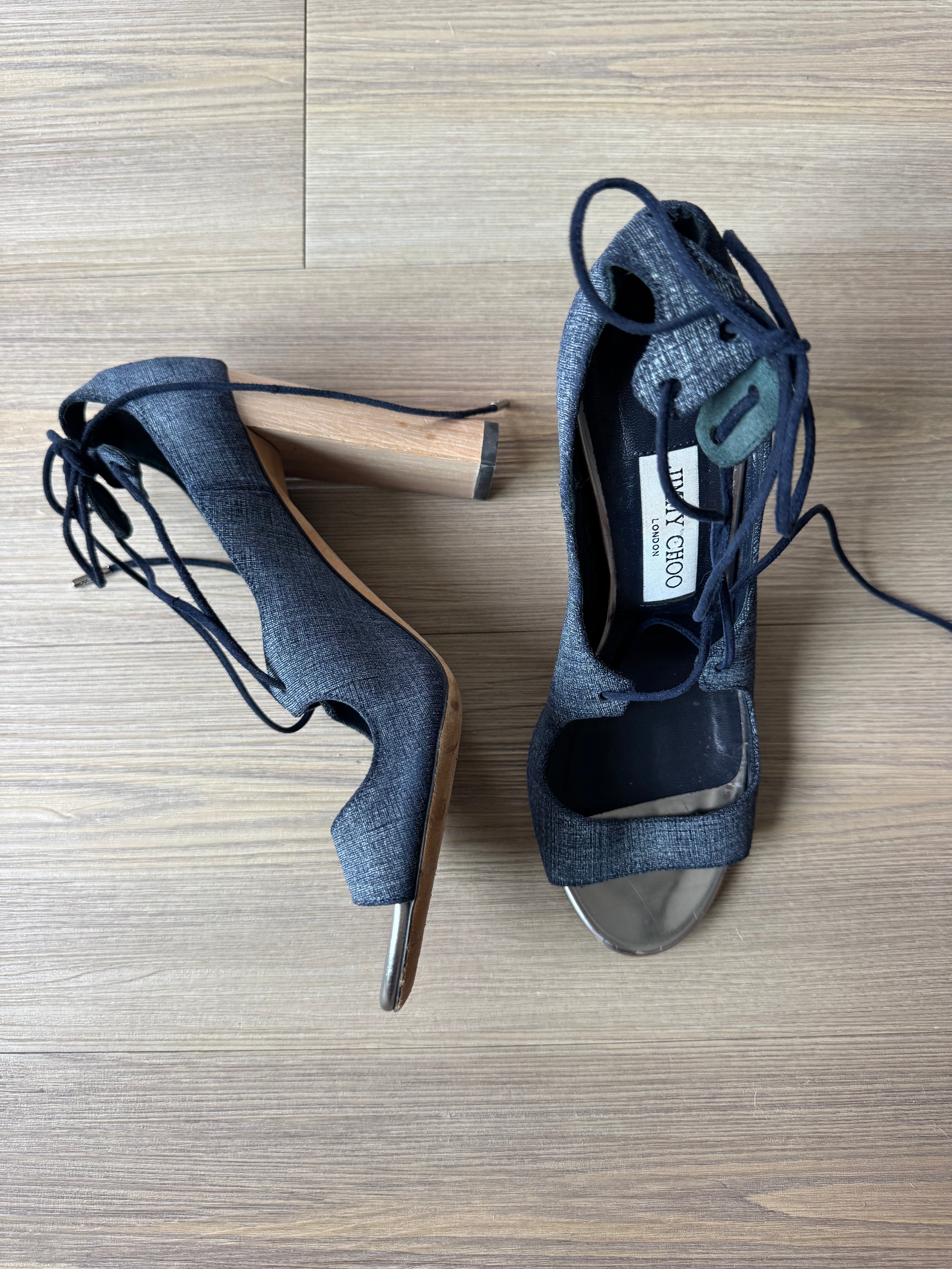 Jimmy Choo Lace Up Block Heel Sandal (38)