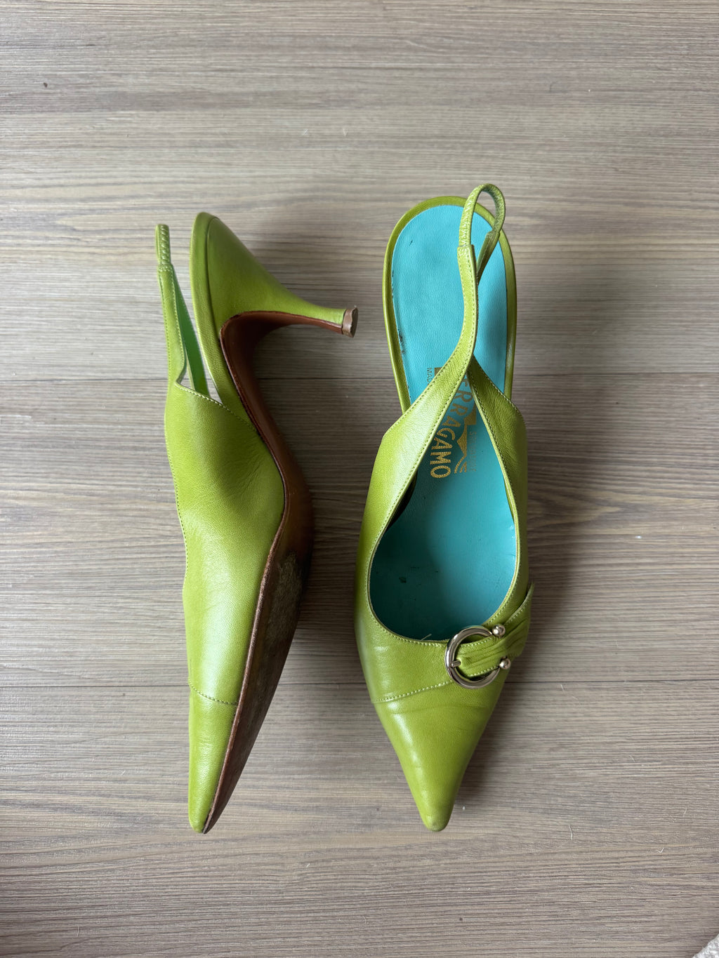 Salvatore Ferragamo Leather Kitten Heel Slingbacks (9)