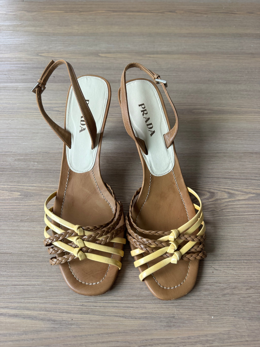Prada Braided Strappy Slingback Heels (40.5)
