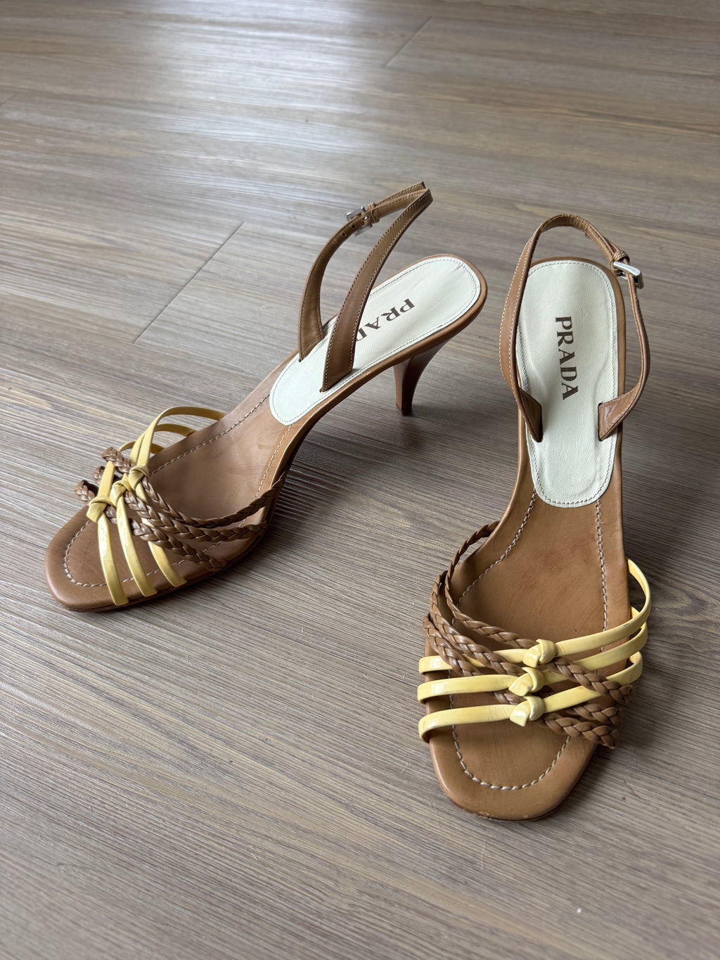 Prada Braided Strappy Slingback Heels (40.5)