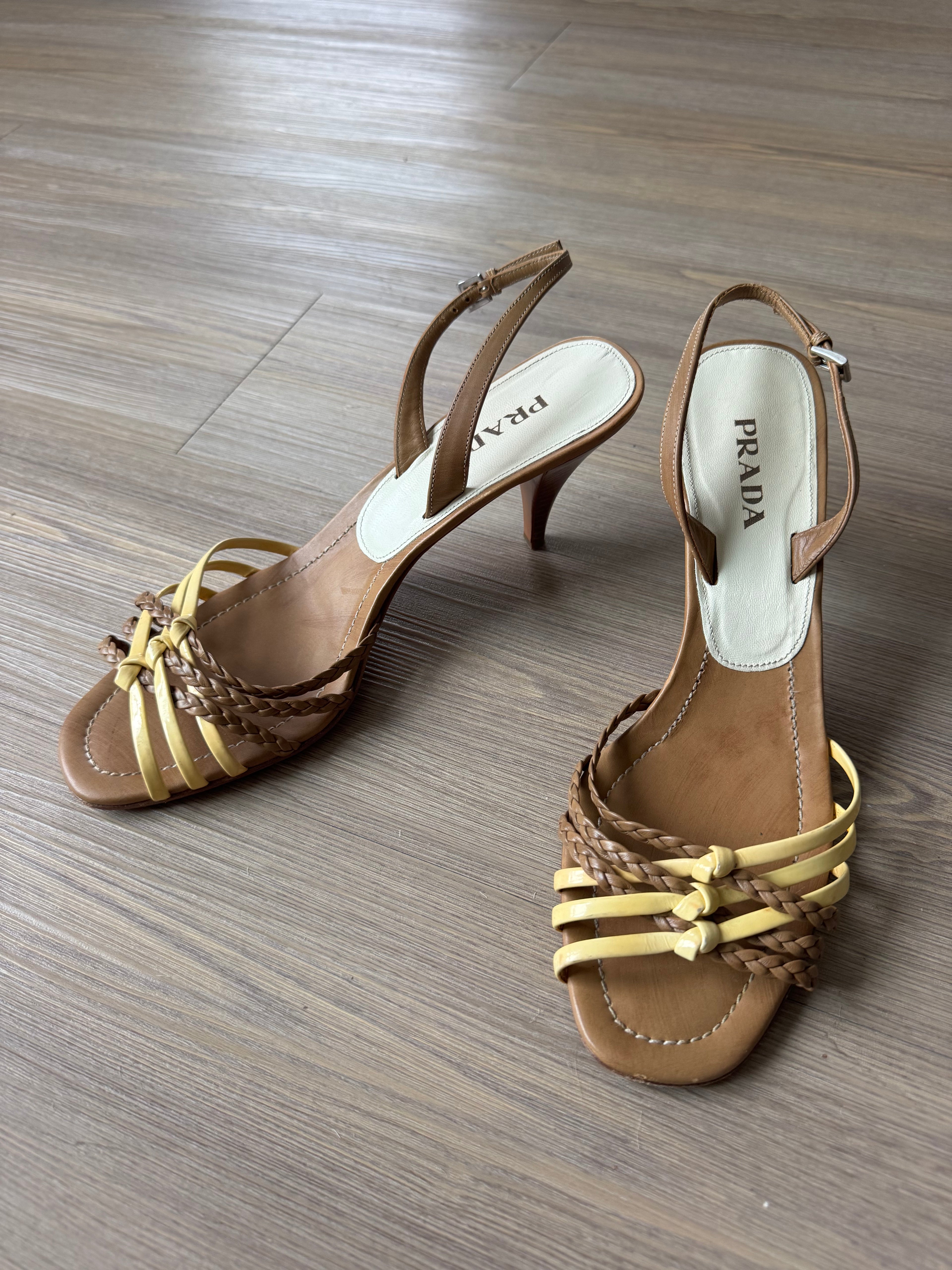 Prada Braided Strappy Slingback Heels (40.5)
