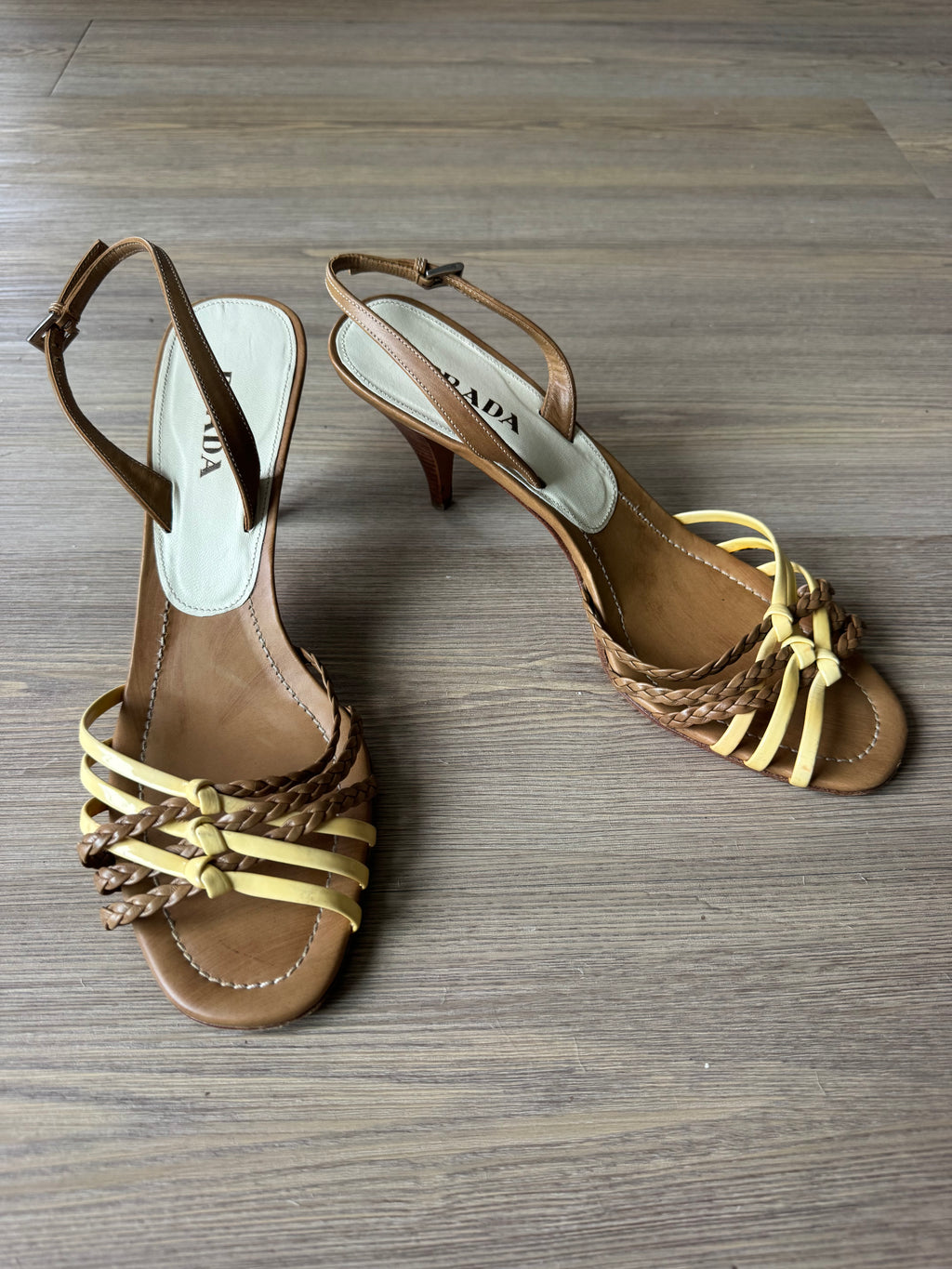 Prada Braided Strappy Slingback Heels (40.5)