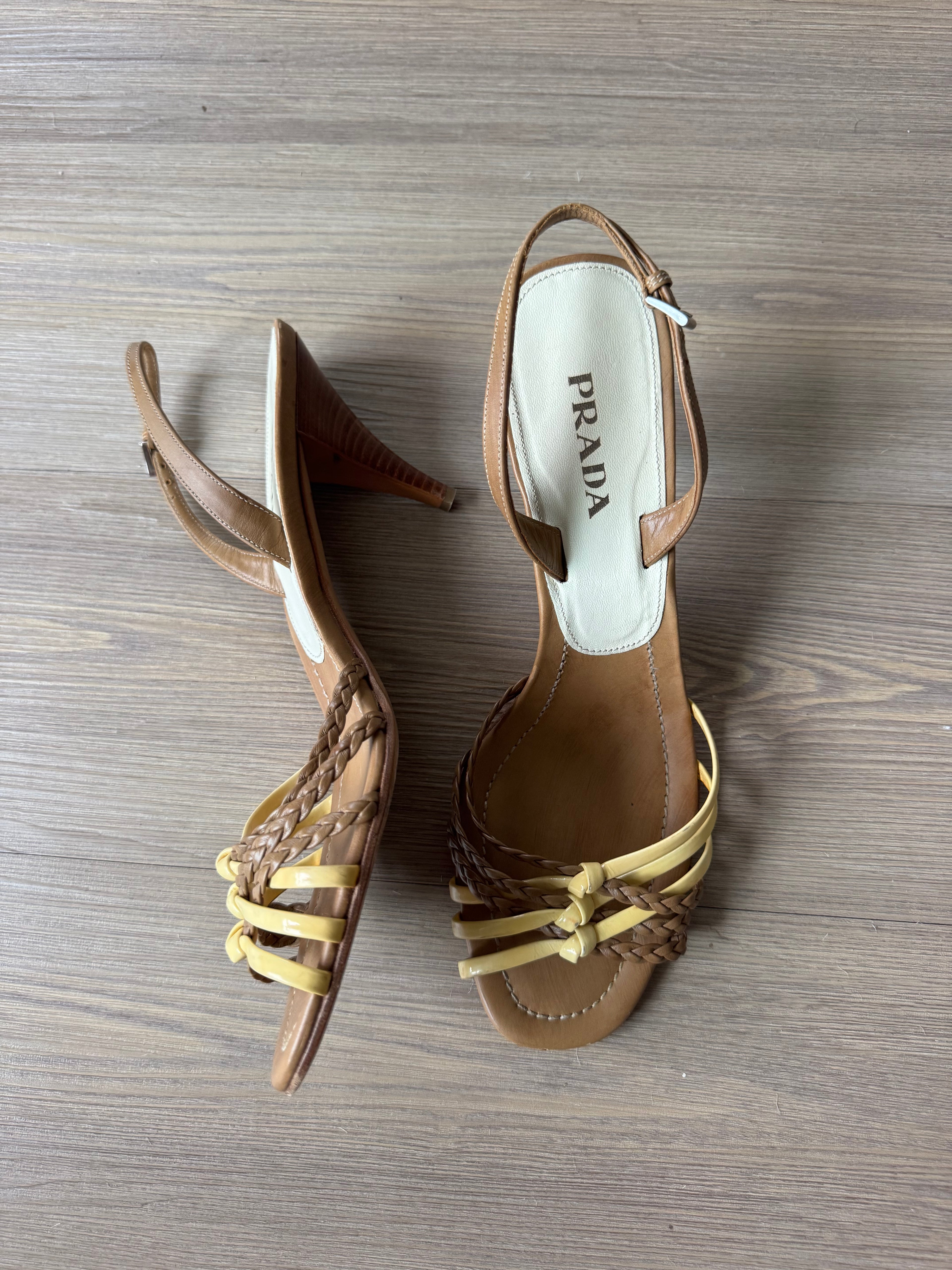 Prada Braided Strappy Slingback Heels (40.5)