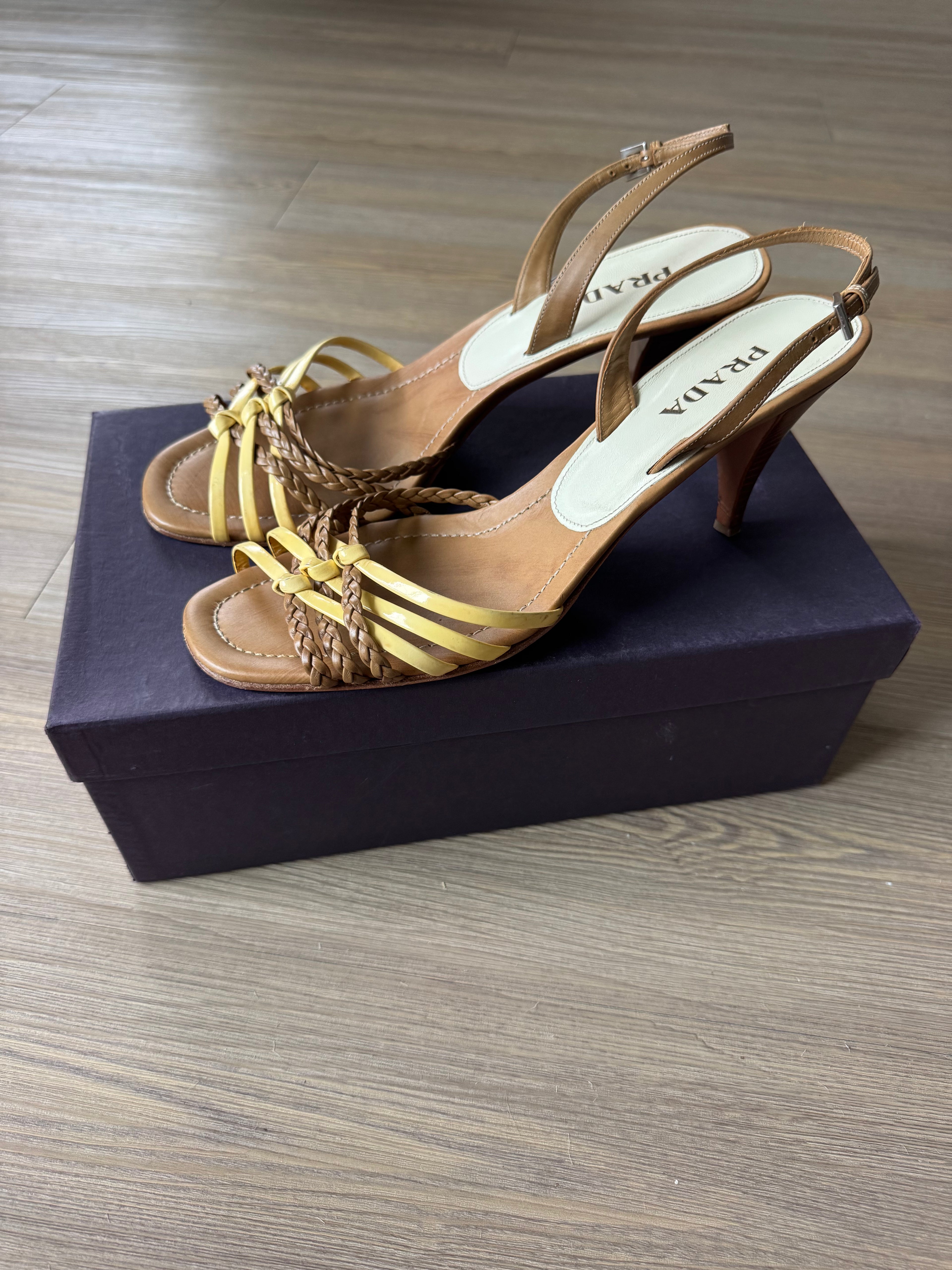 Prada Braided Strappy Slingback Heels (40.5)