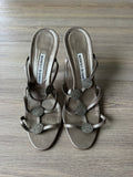 Manolo Blahnik Metallic Silver Embellished Sandal (39)