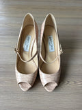 Jimmy Choo Croc Embossed Peep-Toe Mary Jane Heel (35)